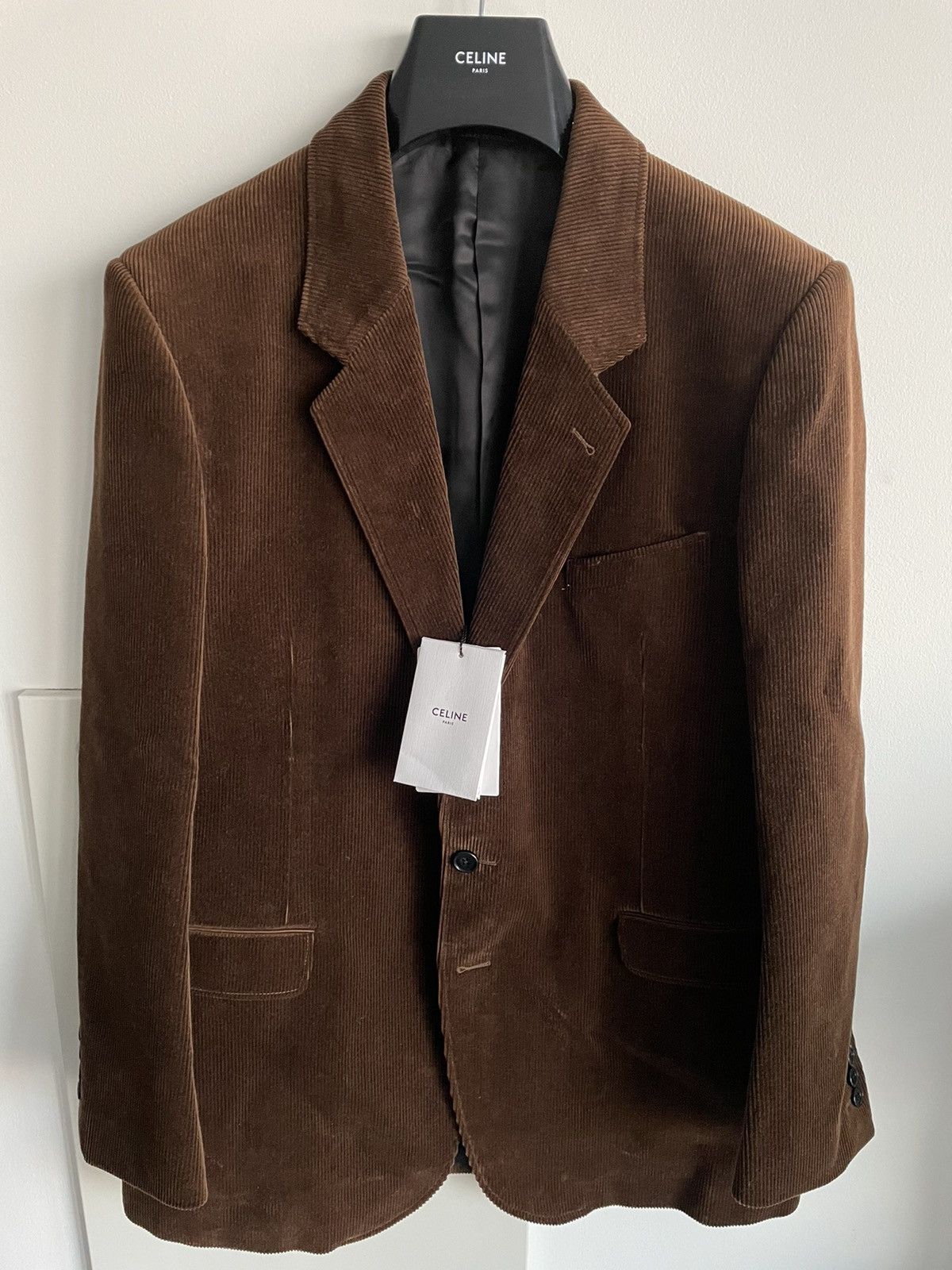 Celine × Hedi Slimane $3,500+ Rare Super Runway Hedi Slimane Corduroy Blazer Size 48R - 2 Thumbnail
