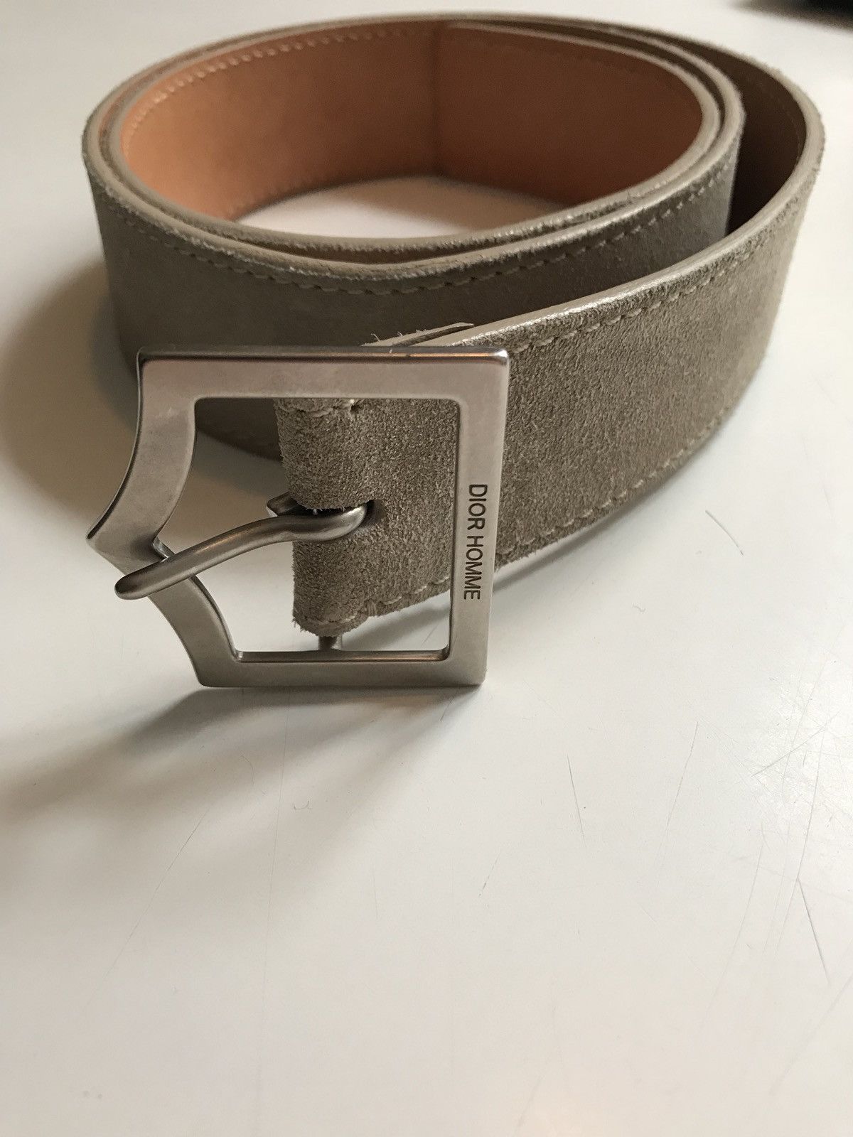 Christian Dior D Buckle Black Aged Leather Belt - Size 90