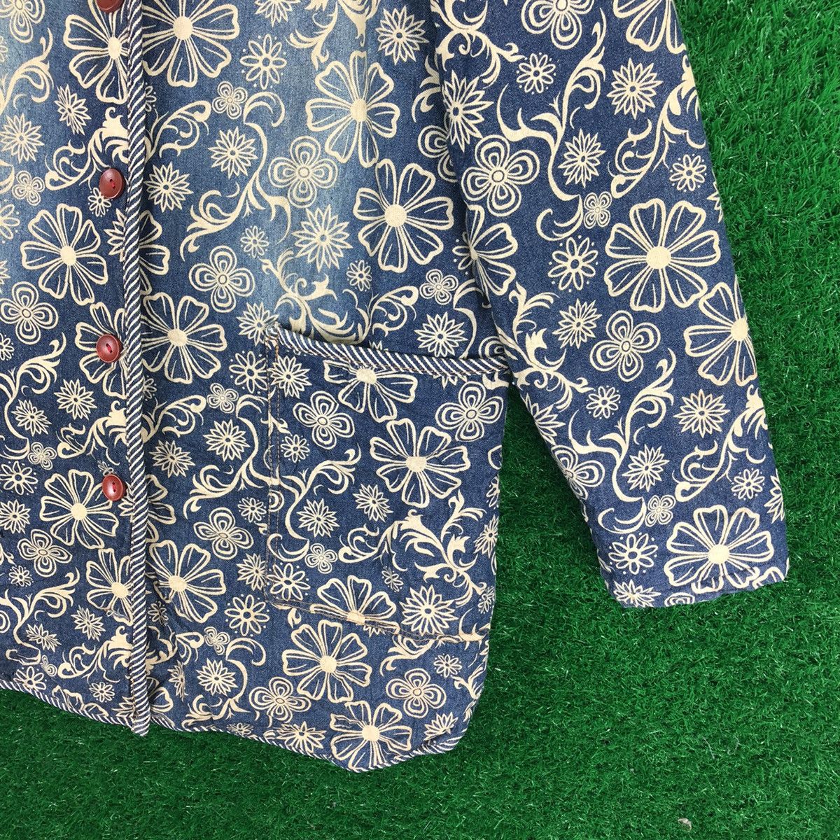 Japanese Brand × Vintage Vintage 80's Fullprint Denim Jacket by Laurent Gil Size L / US 10 / IT 46 - 3 Thumbnail