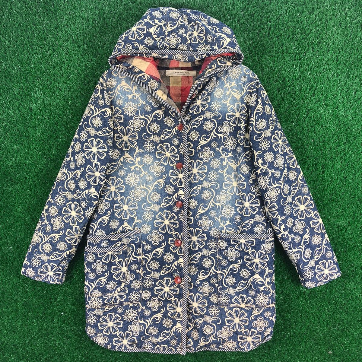 Japanese Brand × Vintage Vintage 80's Fullprint Denim Jacket by Laurent Gil Size L / US 10 / IT 46 - 1 Thumbnail