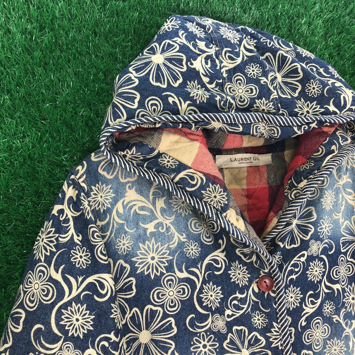 Japanese Brand × Vintage Vintage 80's Fullprint Denim Jacket by Laurent Gil Size L / US 10 / IT 46 - 2 Thumbnail