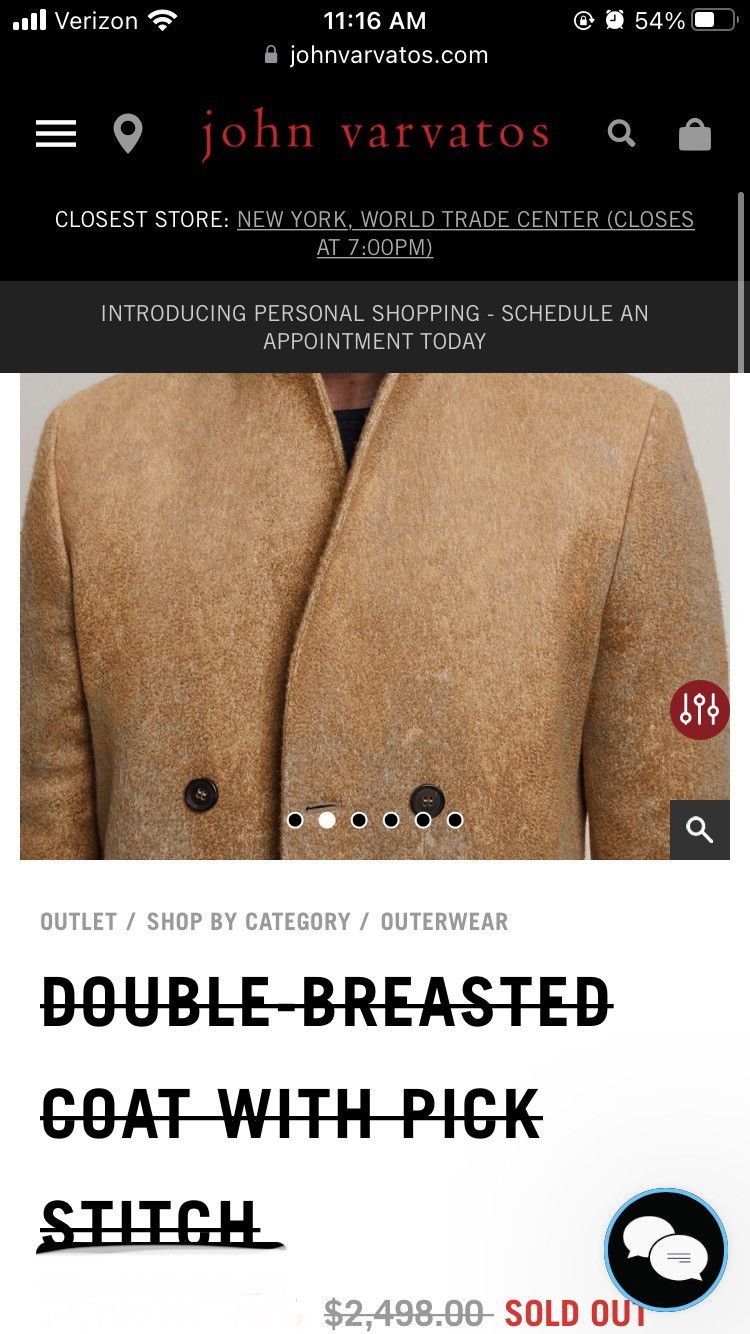 John Varvatos Double breasted coat with Pick stitch coat. 54 Size US L / EU 52-54 / 3 - 6 Thumbnail