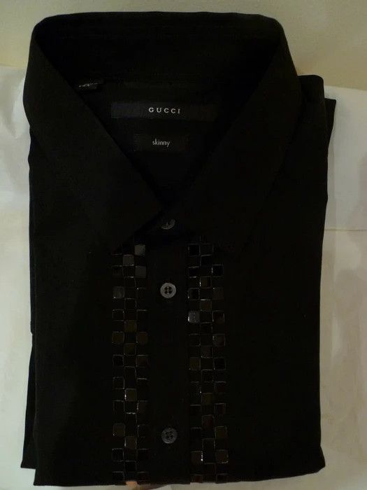 GUCCI FANCY SEXY FANCY BLACK SHIRT ITALY SIZE 39/155