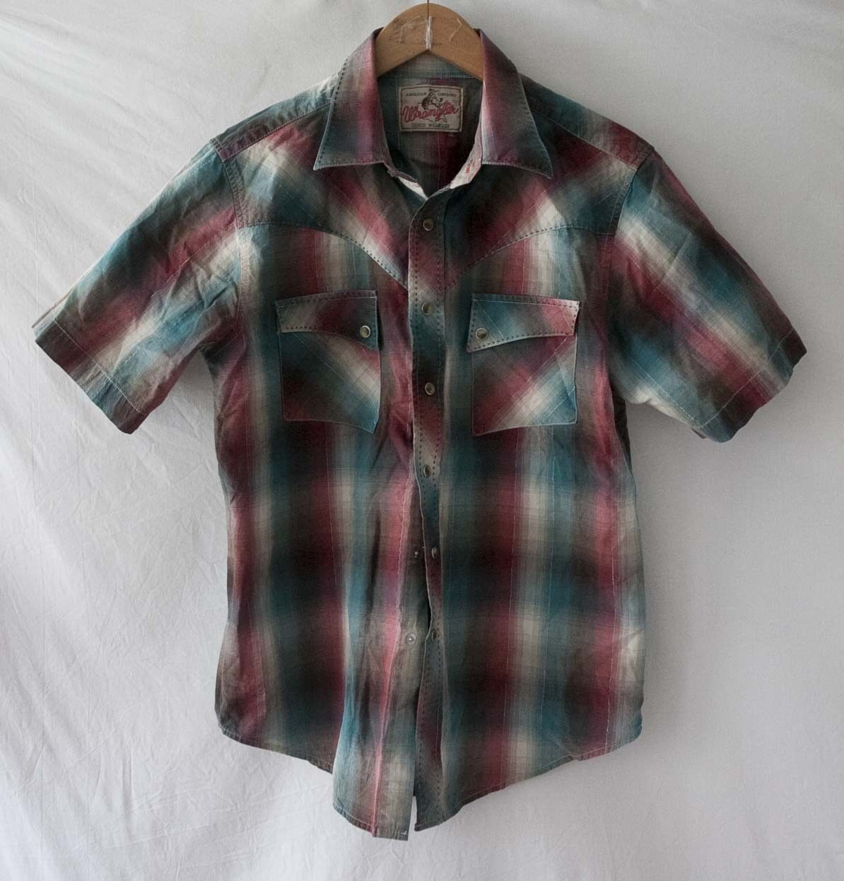 Wrangler Wrangler Shirt Short Sleeve Western Snap Button Size M Size US M / EU 48-50 / 2 - 3 Thumbnail