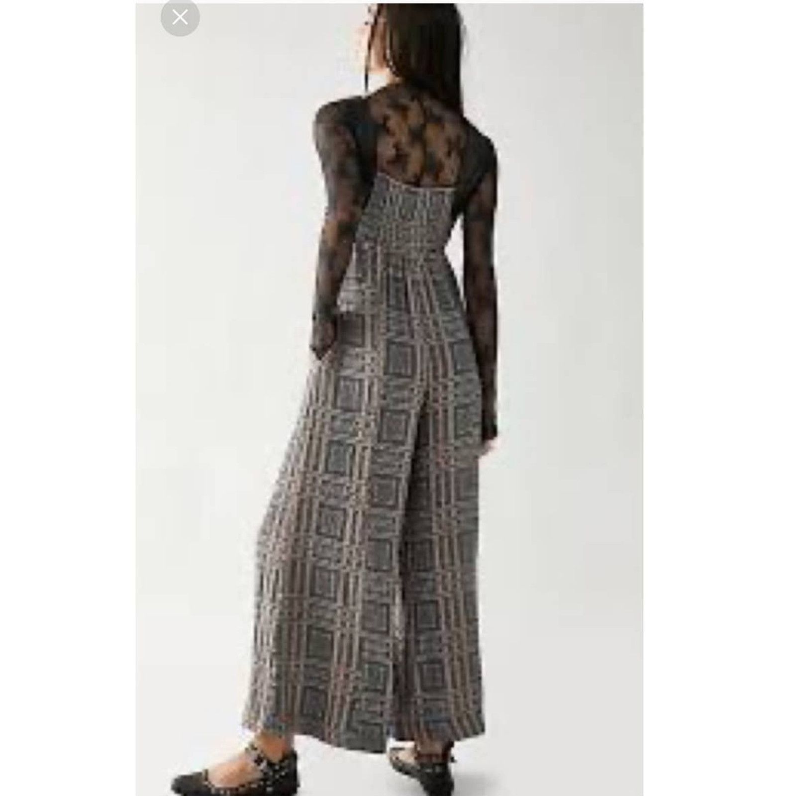 Free people plaid jumpsuit clearance