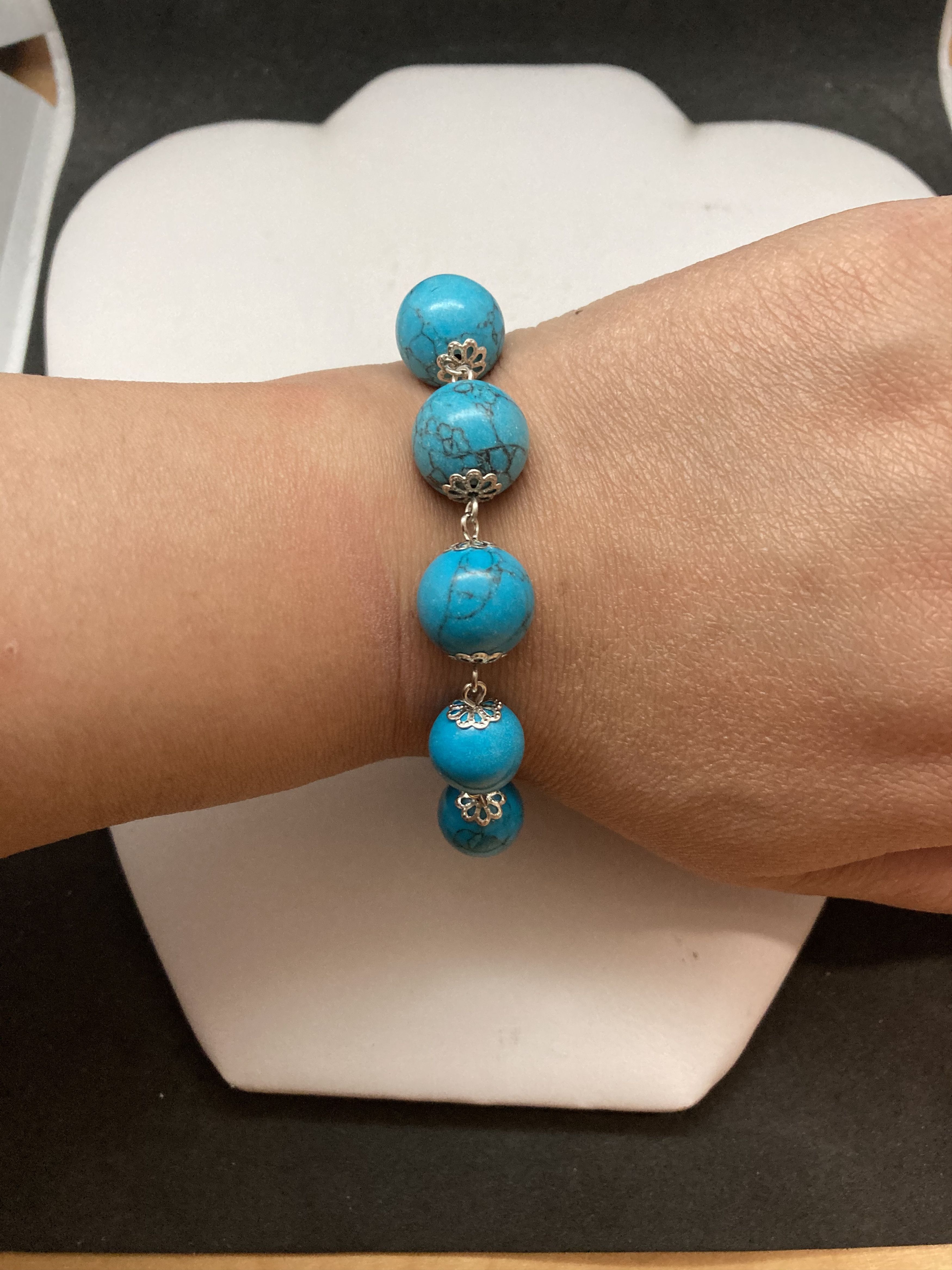 Handmade Turquoise Tibetan Silver Chain bracelet Size ONE SIZE - 3 Thumbnail