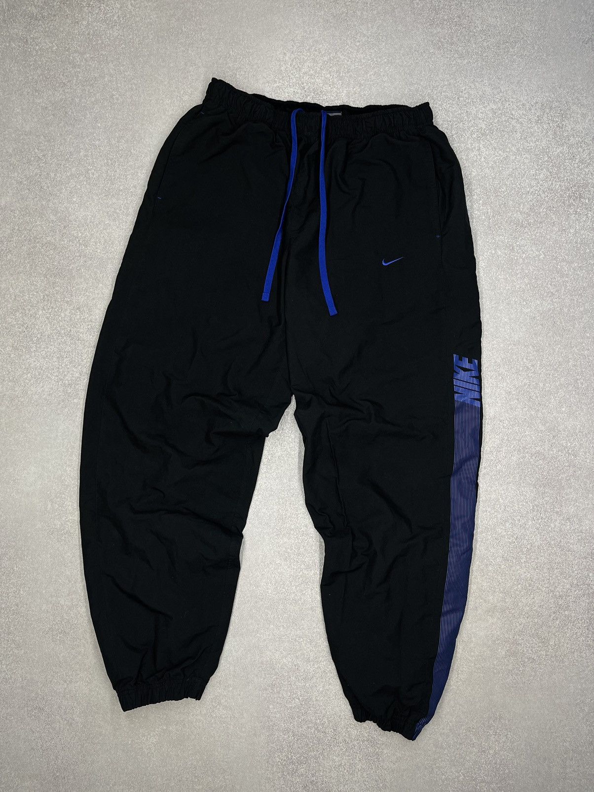 Vintage Nike Sweatpants Black Double Logo Drill Y2K Nylon