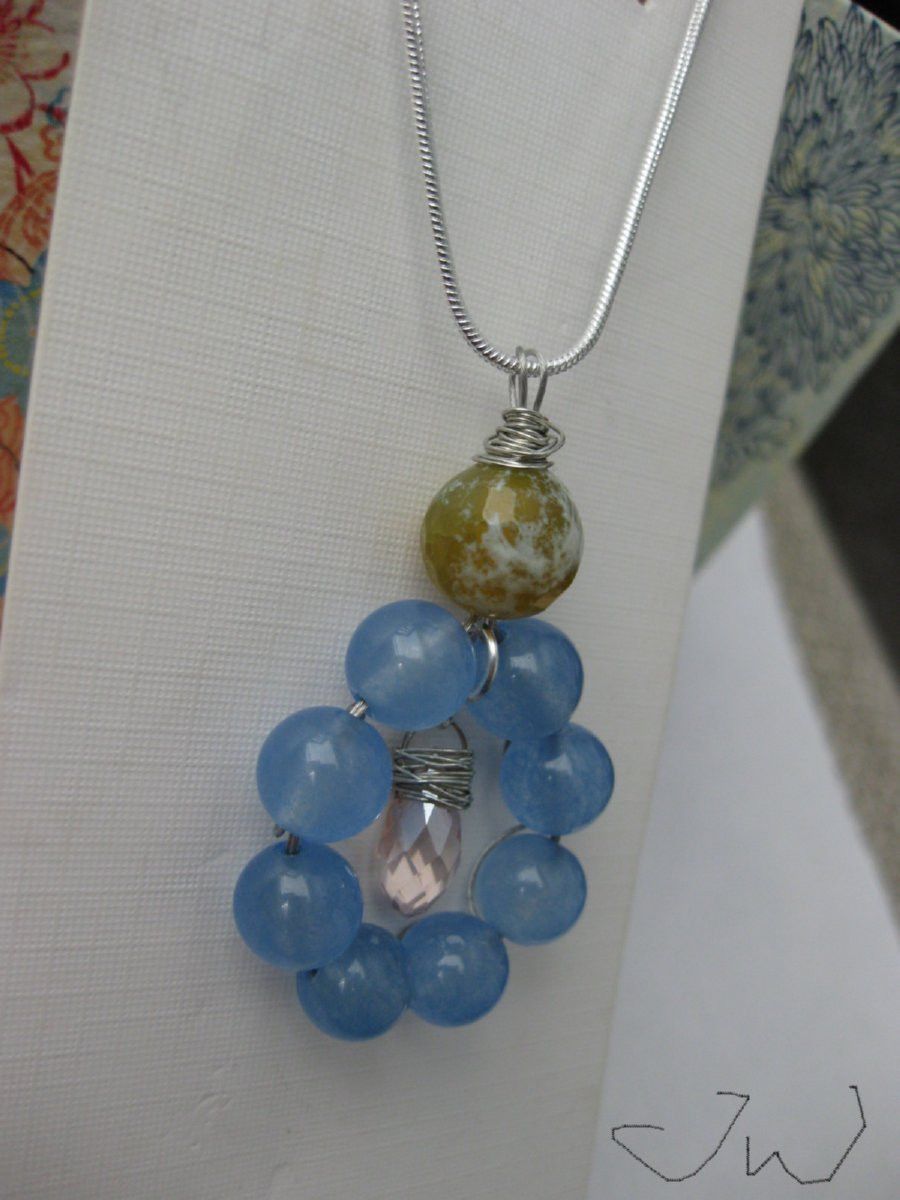Handmade Crystal and Agate Beads Silver Necklace Size ONE SIZE - 3 Thumbnail