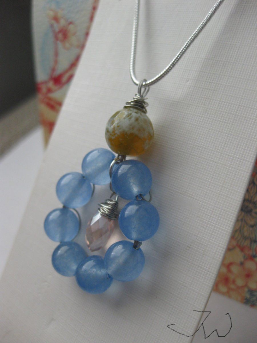 Handmade Crystal and Agate Beads Silver Necklace Size ONE SIZE - 2 Thumbnail