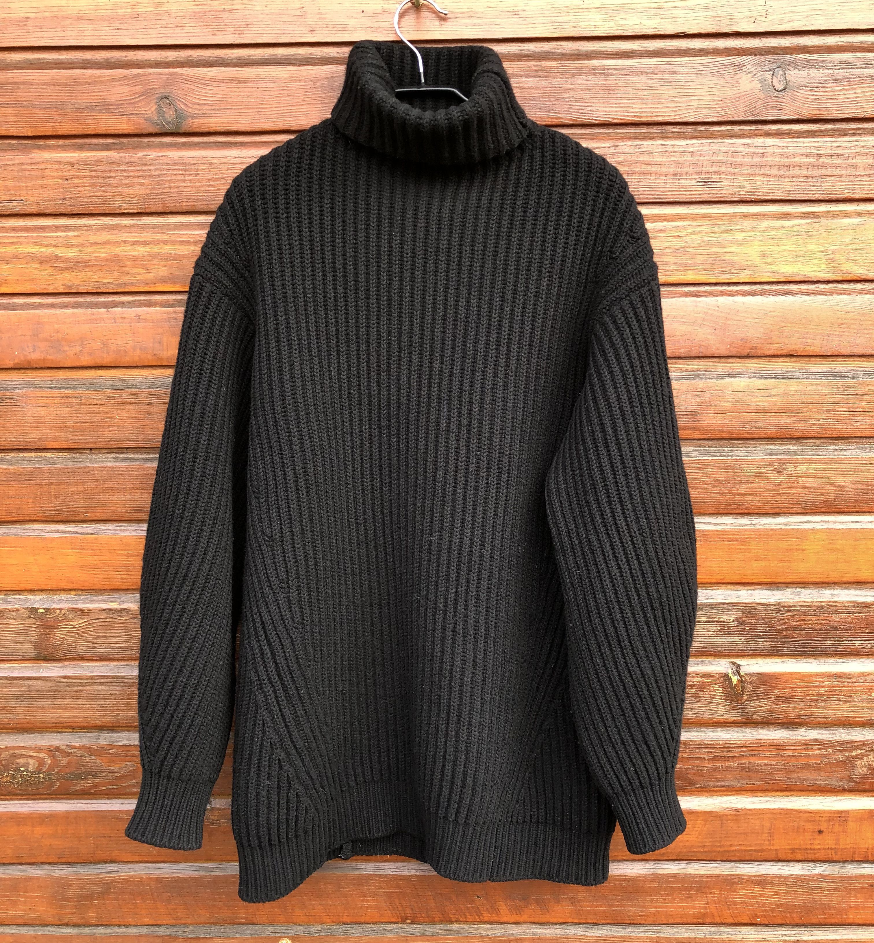 image of Acne Studios Chunky Black Wool Turtleneck, Men's (Size Large)