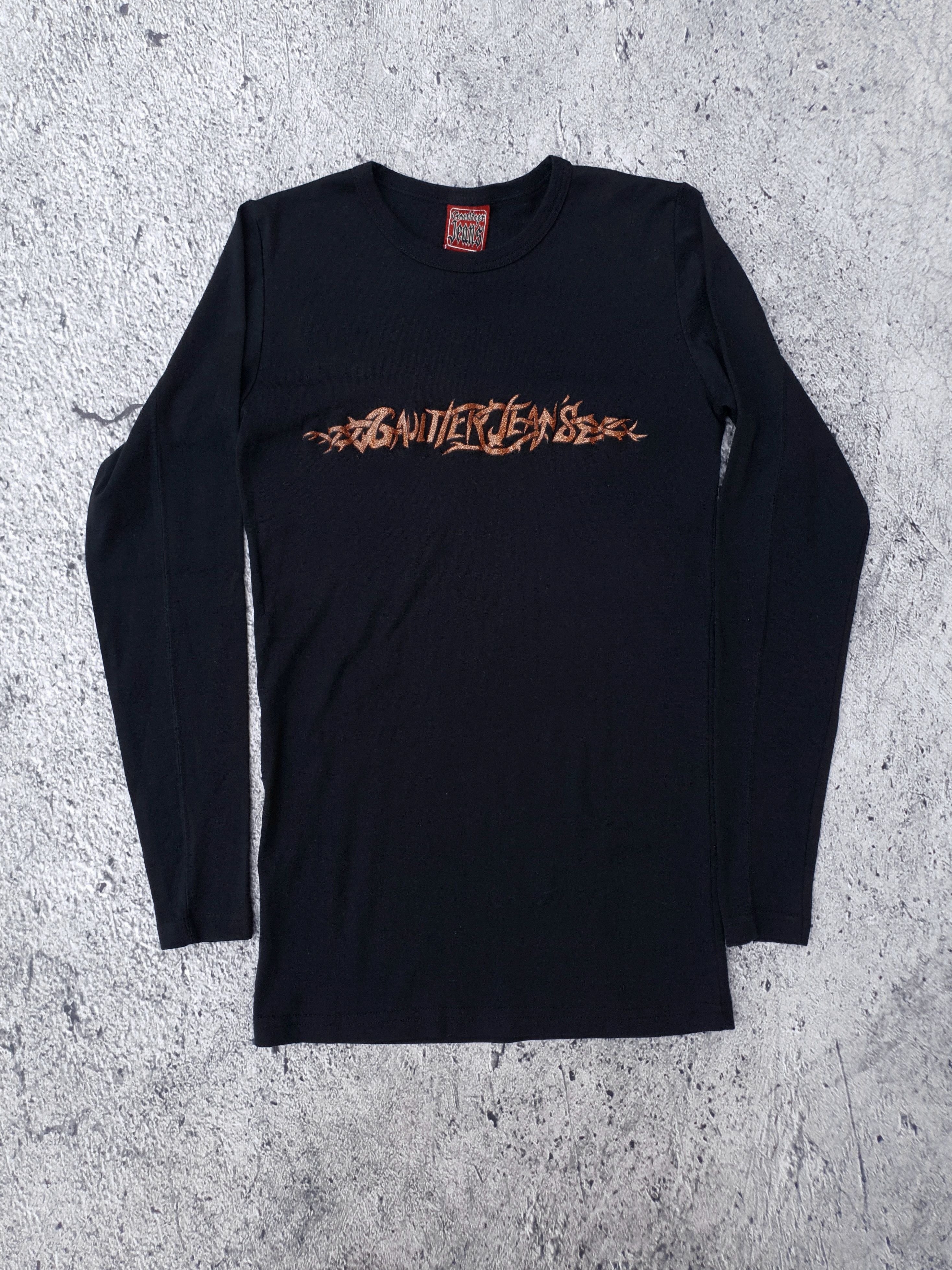 image of Jean Paul Gaultier Jean's Glitter Logo Top in Black, Women's (Size Small)
