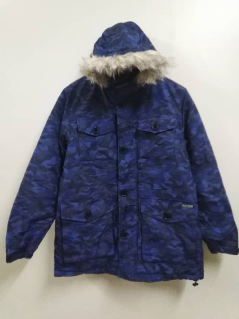 image of Avant Garde Parka Hooded Blue Camo Four Pocket, Men's (Size Large)