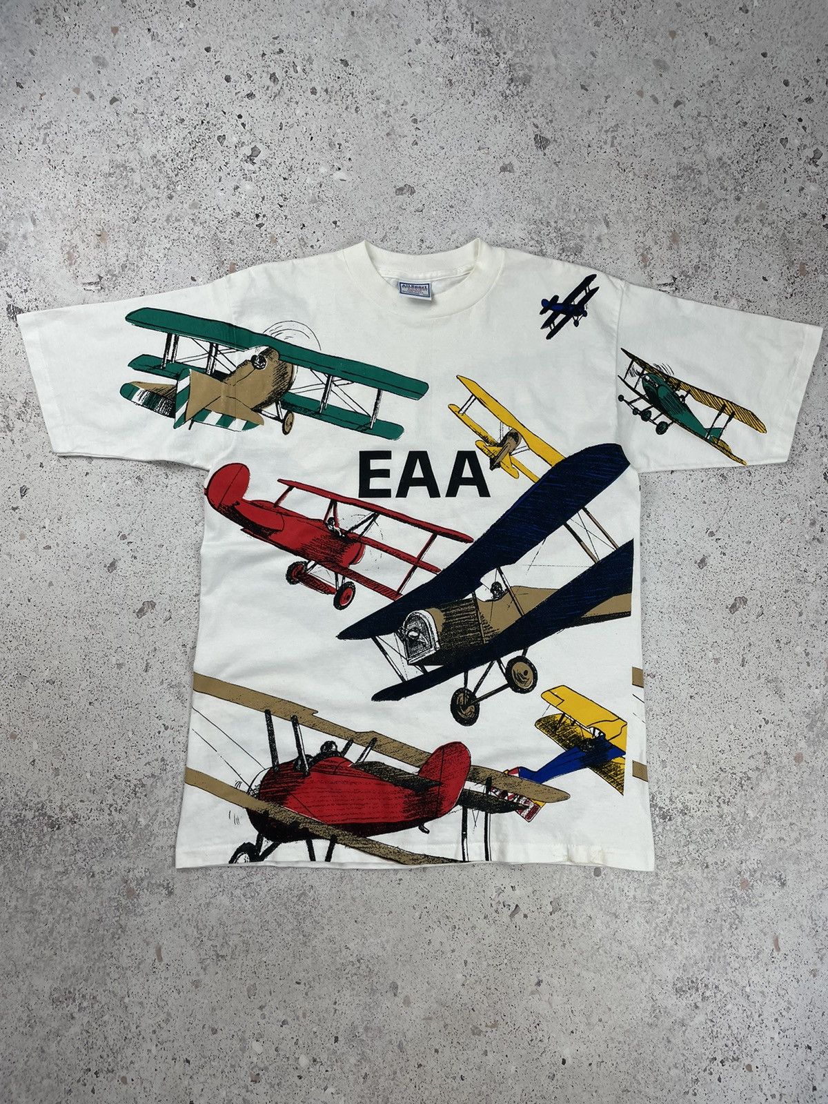 All Sport × Vintage Vintage 90’s All Sport Fly Full Print Plane Tee T-Shirt Size US L / EU 52-54 / 3 - 1 Thumbnail