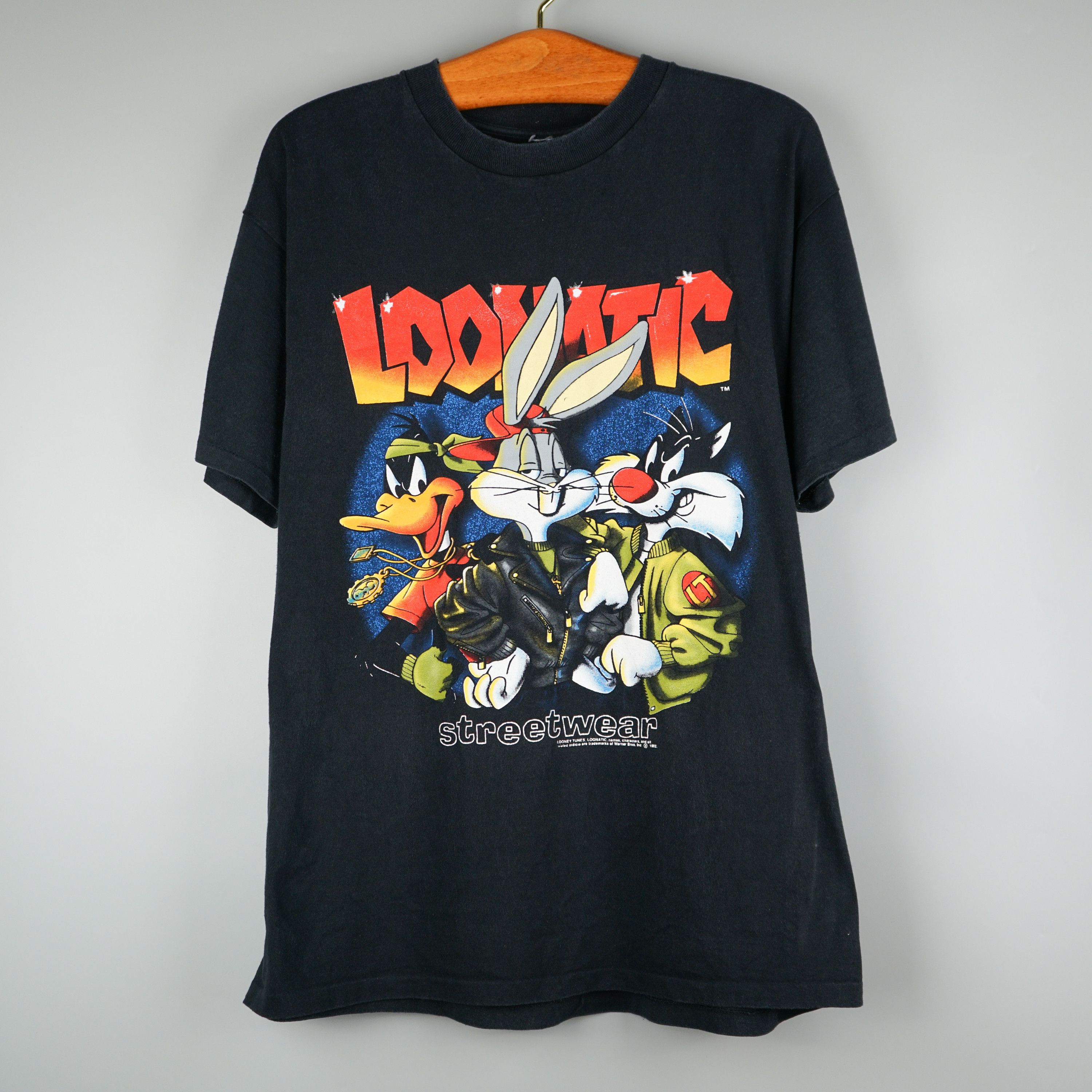 image of Cartoon Network x Vintage 1992 Bugs Bunny Loonatic T-Shirt in Black, Men's (Size XL)