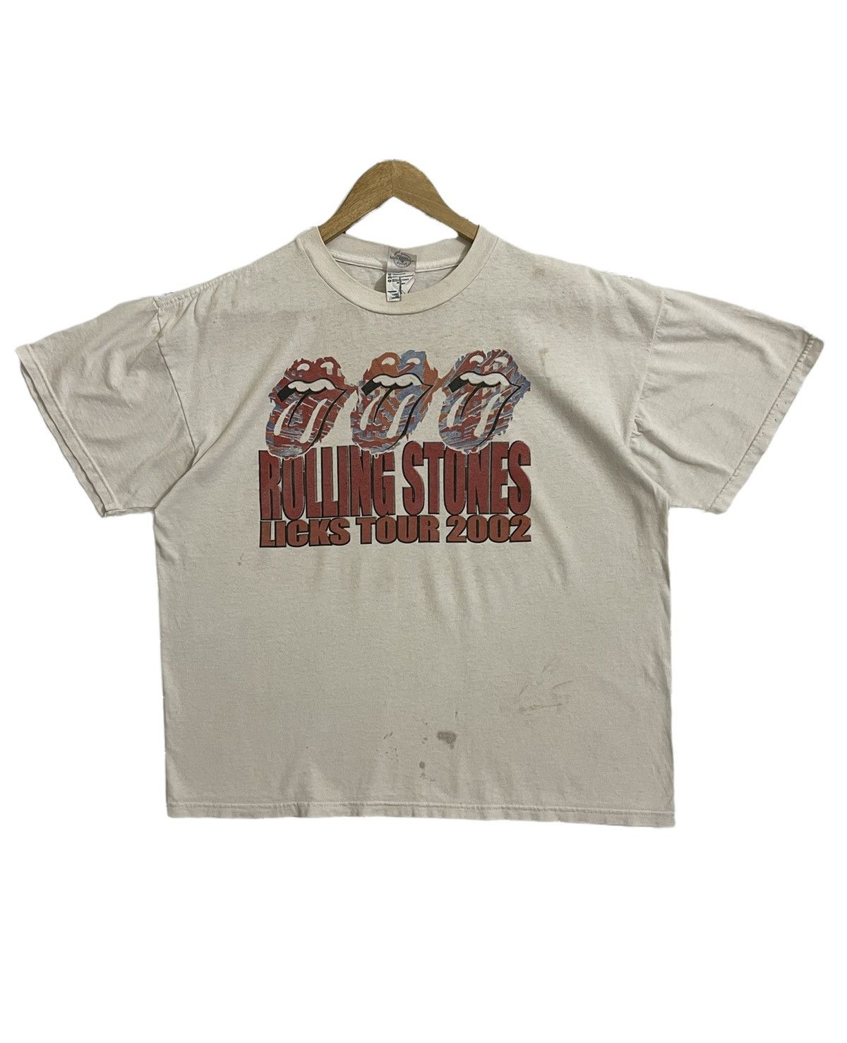 image of Band Tees x Vintage The Rolling Stones Lick Tour 2002 Bandtees in White, Men's (Size Large)