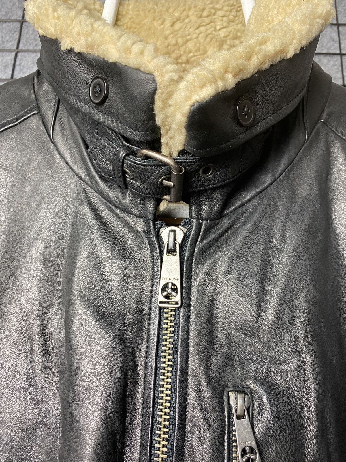 Genuine Leather × Vintage Top Gun Leather Faux Shearling Aviator Pilot Jacket Size 56 Size US XL / EU 56 / 4 - 14 Thumbnail