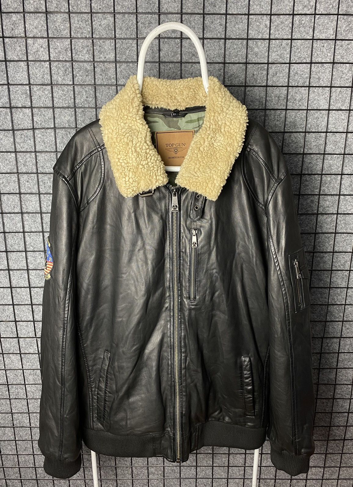 Genuine Leather × Vintage Top Gun Leather Faux Shearling Aviator Pilot Jacket Size 56 Size US XL / EU 56 / 4 - 5 Thumbnail