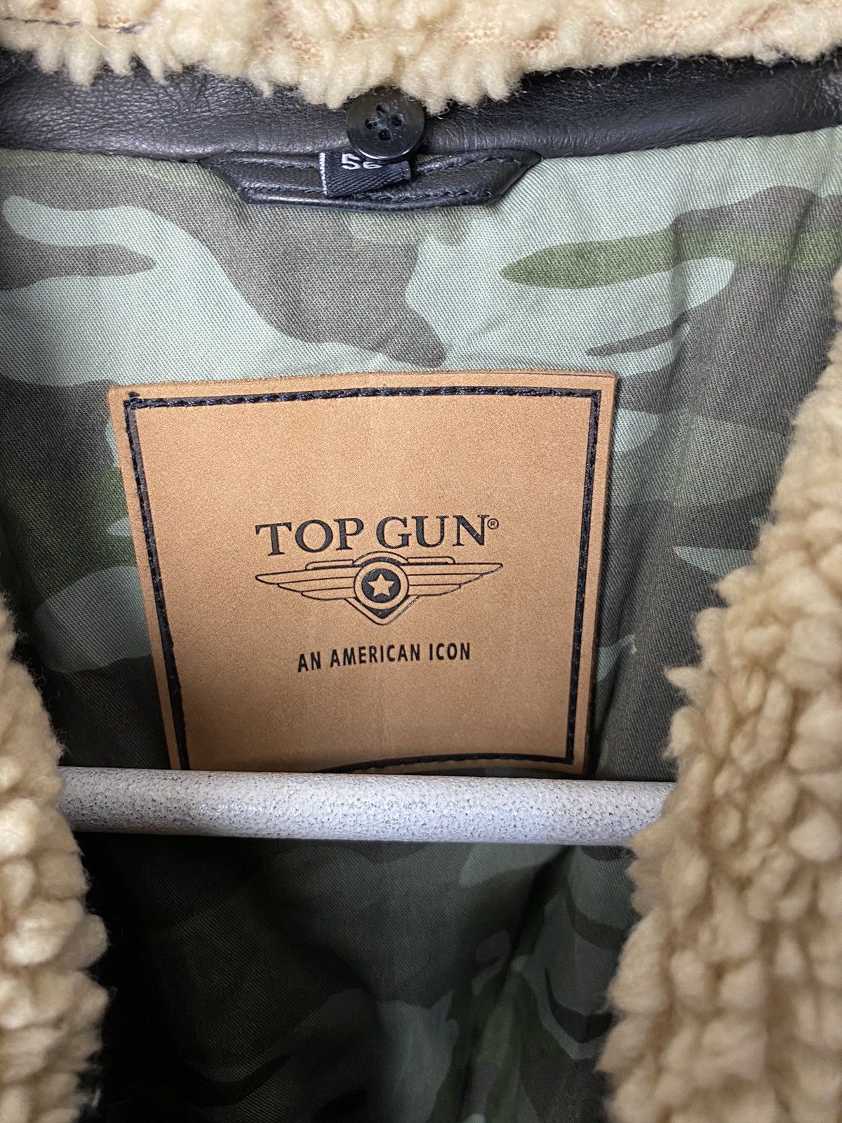 Genuine Leather × Vintage Top Gun Leather Faux Shearling Aviator Pilot Jacket Size 56 Size US XL / EU 56 / 4 - 6 Thumbnail
