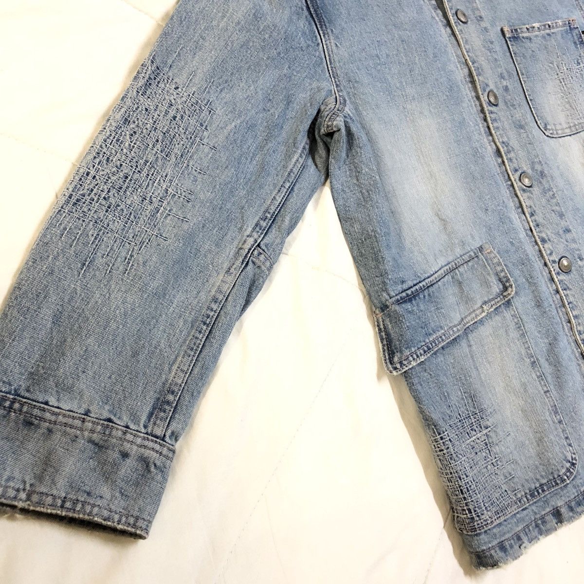 Japanese Brand Sequen’ Japan Distressed Denim Chore Jacket Size US S / EU 44-46 / 1 - 6 Thumbnail