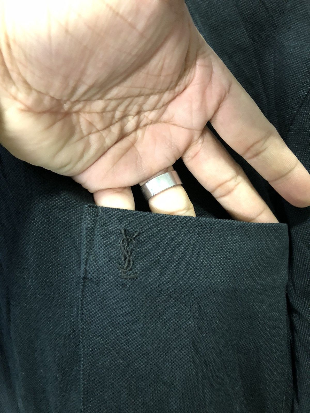 Vintage × Yves Saint Laurent VINTAGE YSL SINGLE POCKET LONG SLEEVE POLO SHIRT Size US M / EU 48-50 / 2 - 3 Thumbnail