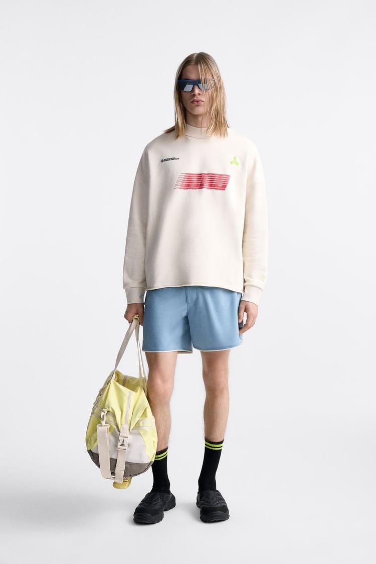 image of Rhude x Zara New Beige Logo Sweatshirt, Men's (Size Medium)