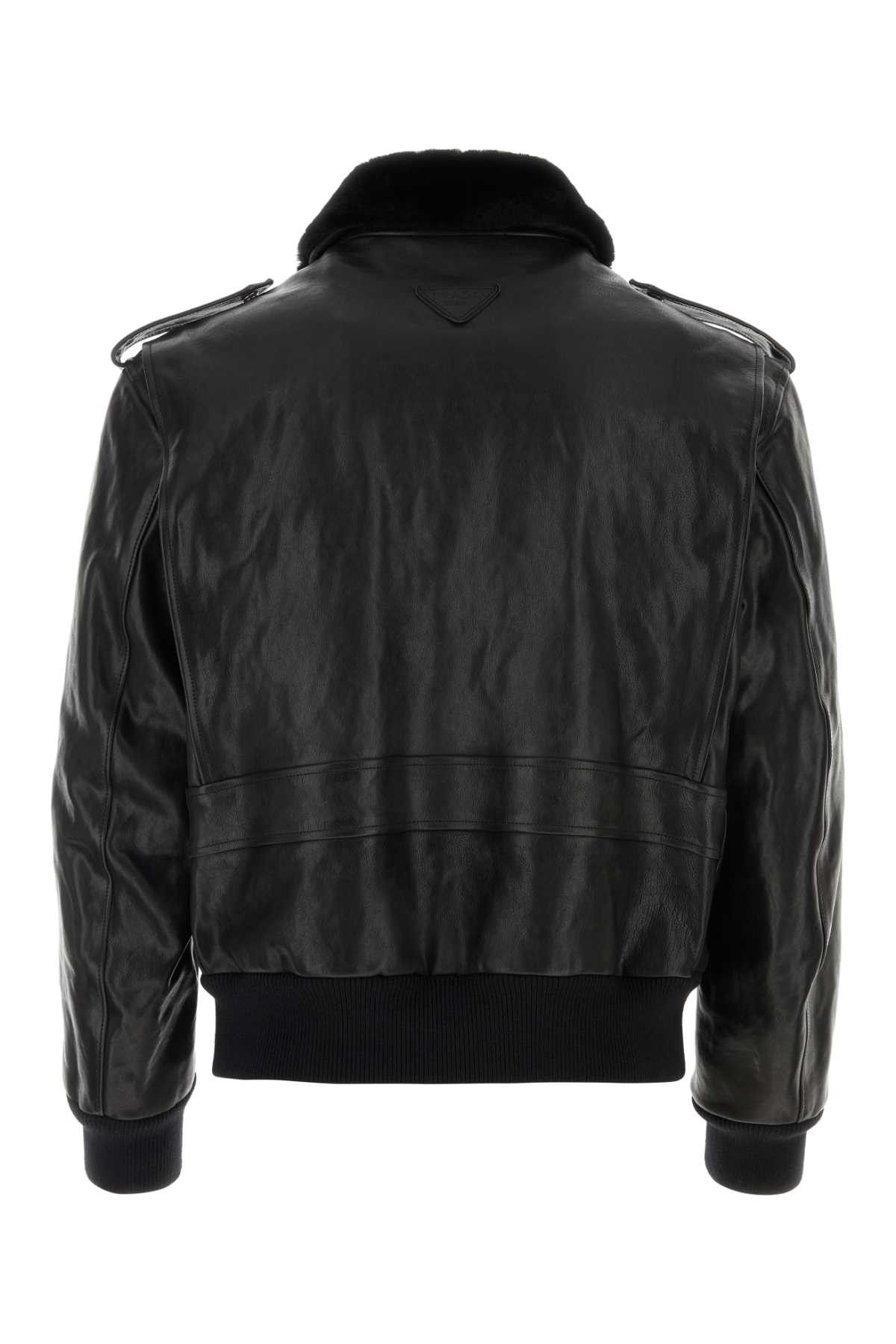 Prada Black Leather Jacket Size US L / EU 52-54 / 3 - 2 Thumbnail