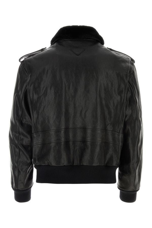 Prada Black Leather Jacket Size US L / EU 52-54 / 3 - 4 Thumbnail