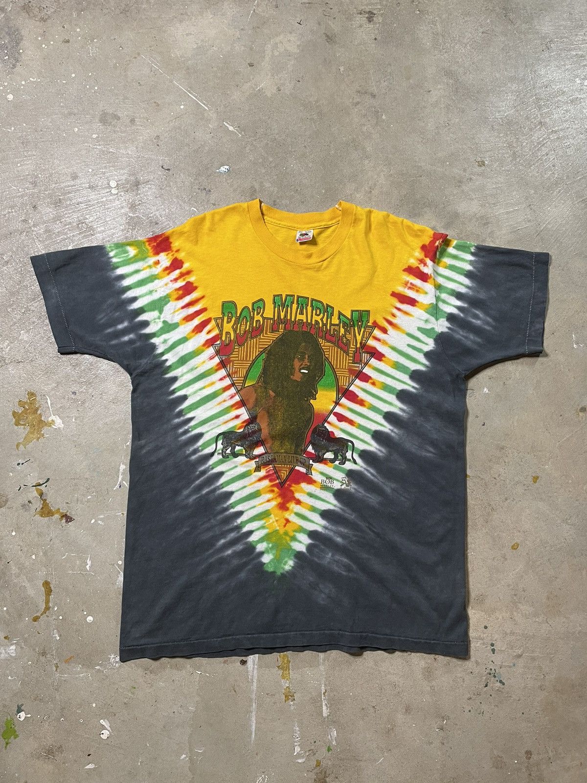 image of 90's Bob Marley T-Shirt in Tie Dye, Men's (Size 2XL)