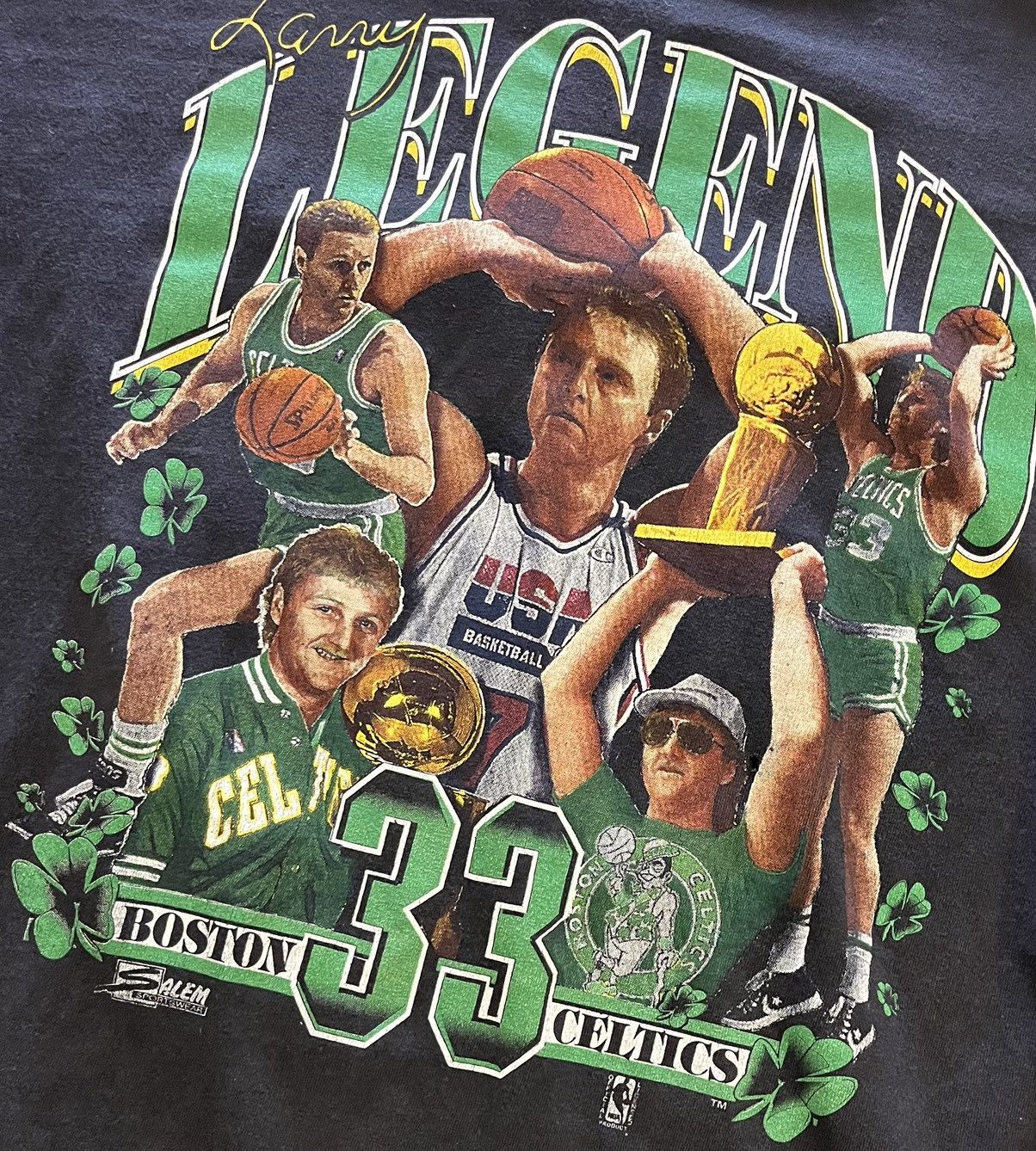 NBA × Salem Sportswear × Vintage Back2SchoolSale! Vintage Larry Bird Legend Rap Tee Size US XL / EU 56 / 4 - 3 Thumbnail