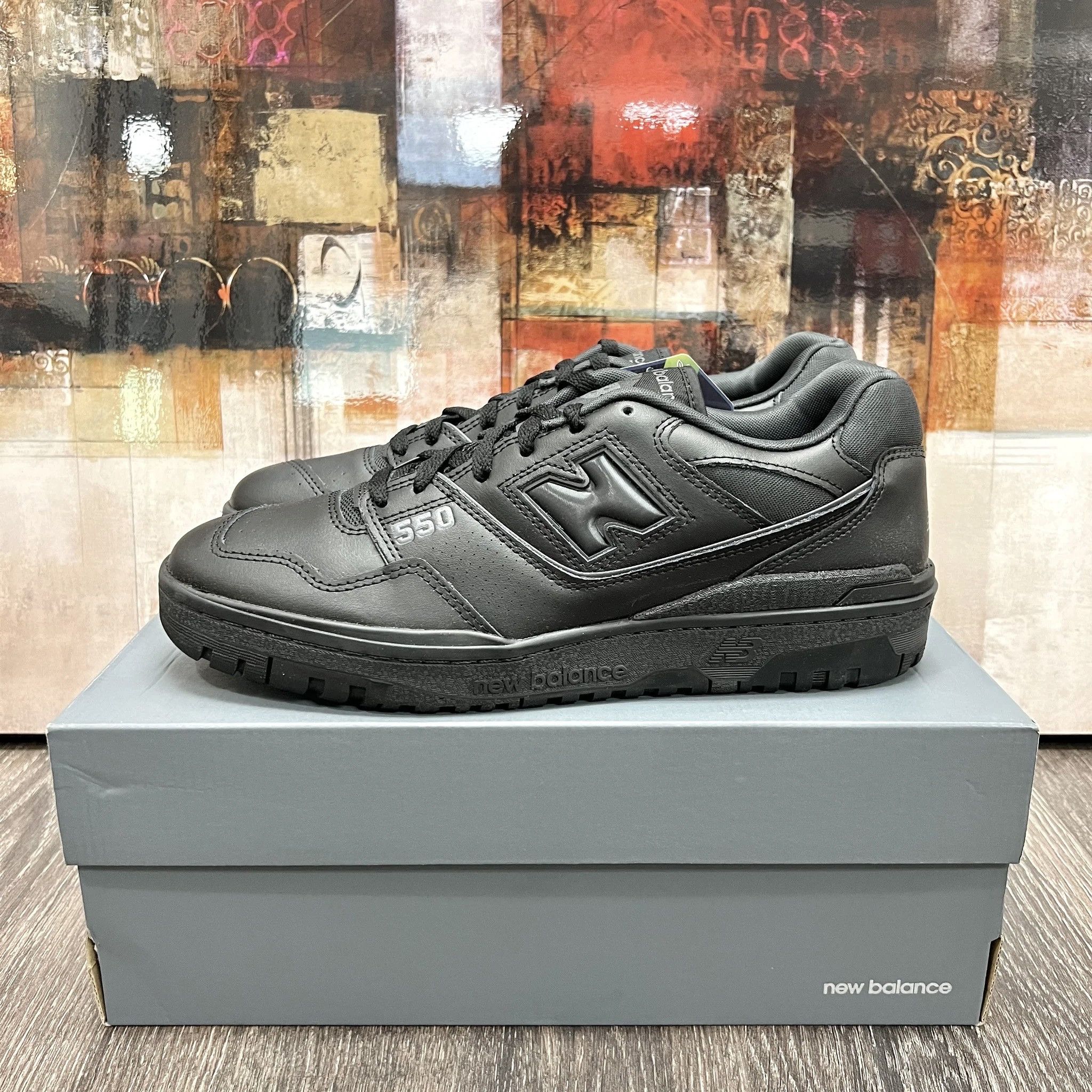 New balance 550 black leather online