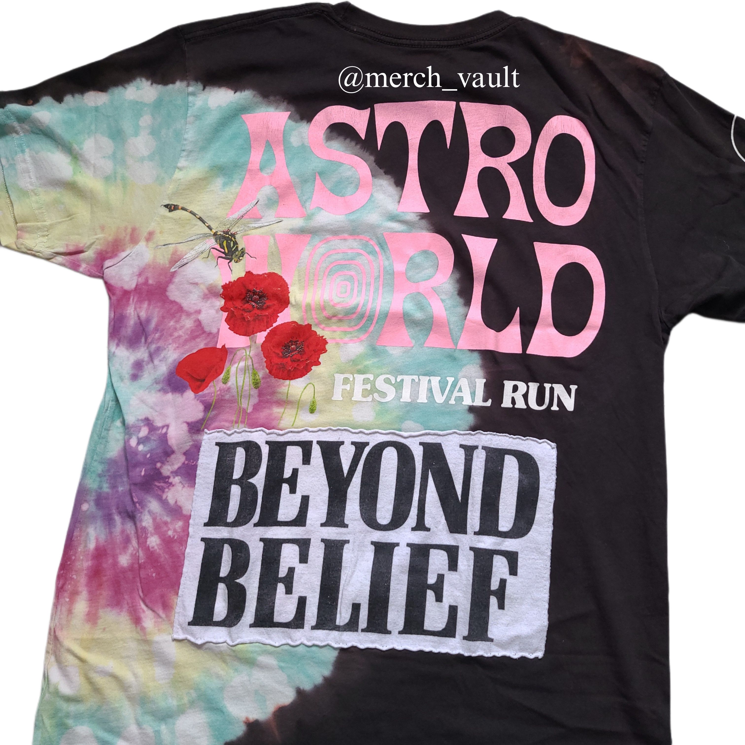 Tシャツ・カットソー Travis Scott Astroworld Festival Run Tie Dye Tee Travis Scott Astroworld Beyond Belief Festival Run Tie Dye