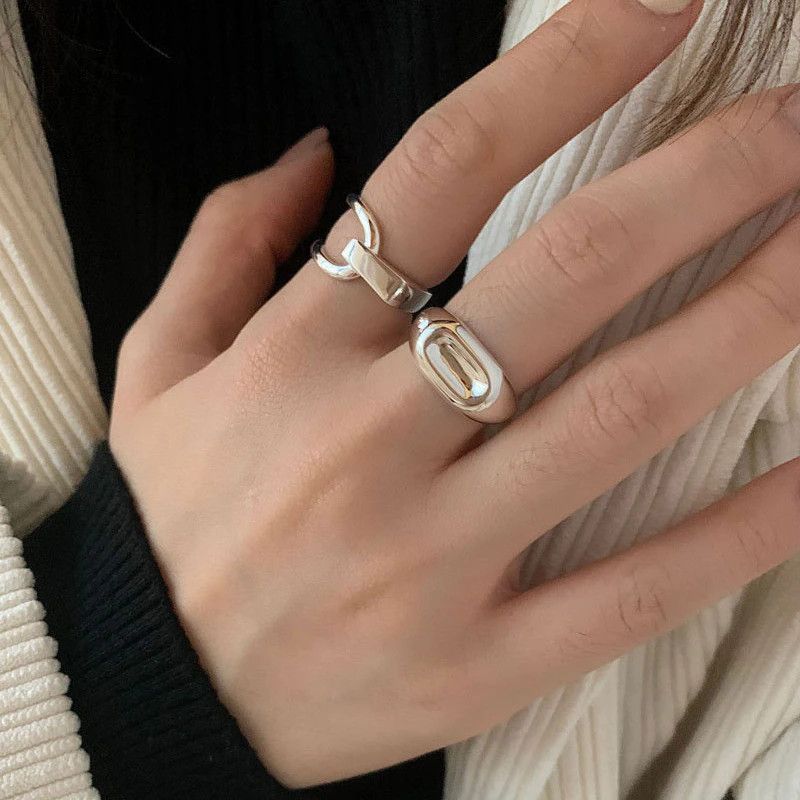 Other Combo 2pcs Asymmetry Adjustable Rings Size ONE SIZE - 1 Thumbnail