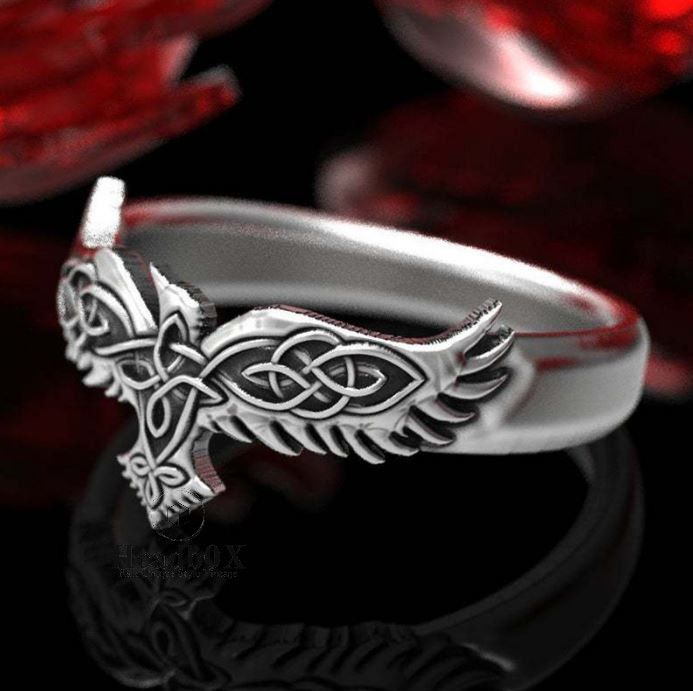 Jewelry Vintage Punk Raven Wing Ring Size ONE SIZE - 1 Thumbnail