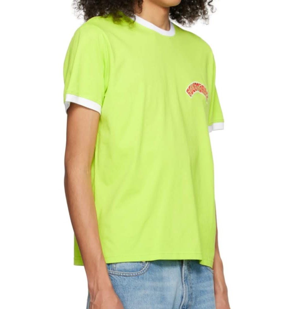 image of Italian Designers Bluemarble Green Embroidered T-Shirt - Unisex in Lime, Men's (Size XL)