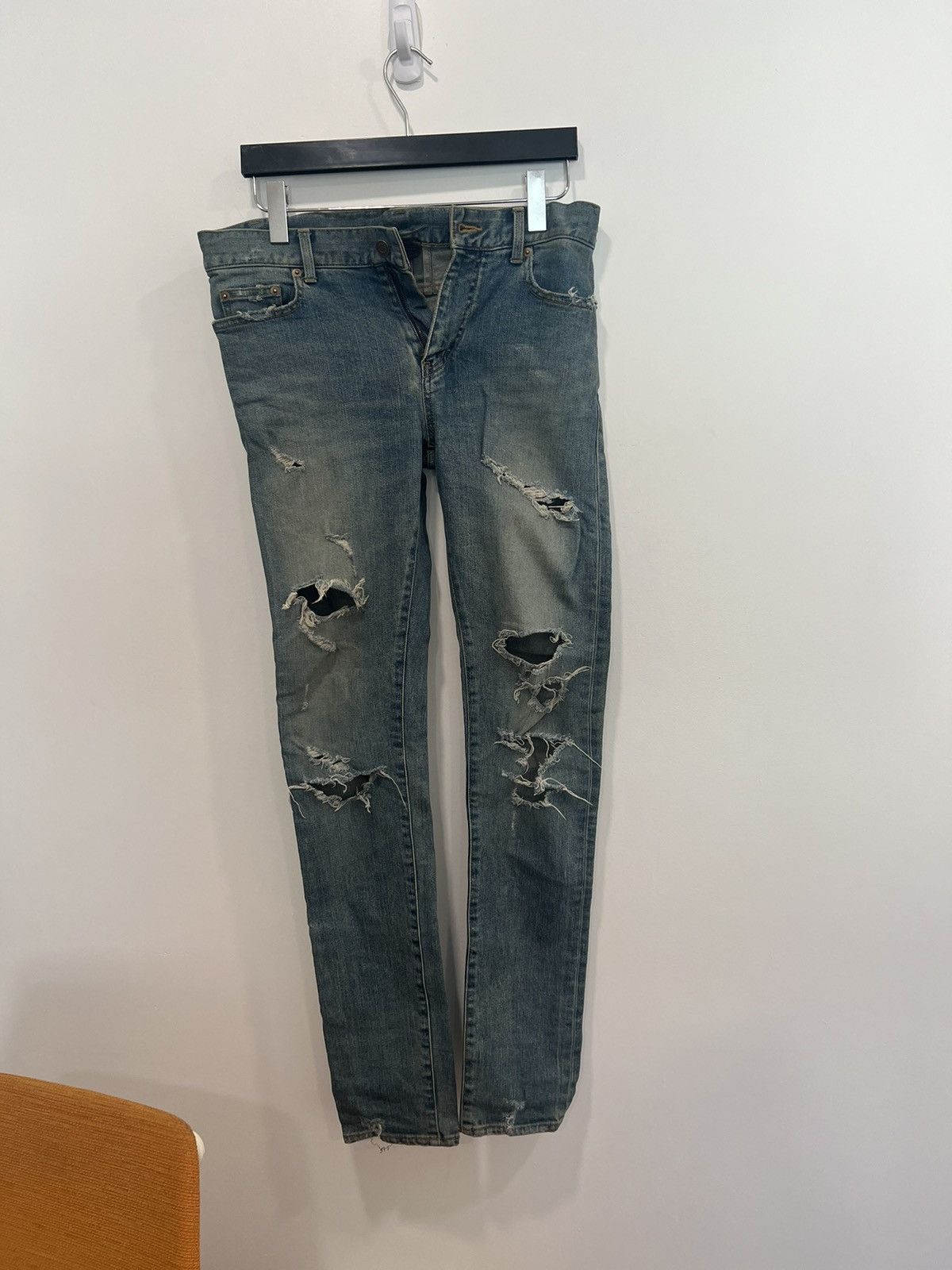 image of Saint Laurent Paris Hedi 2015 Trash Denim in Blue, Men's (Size 30)