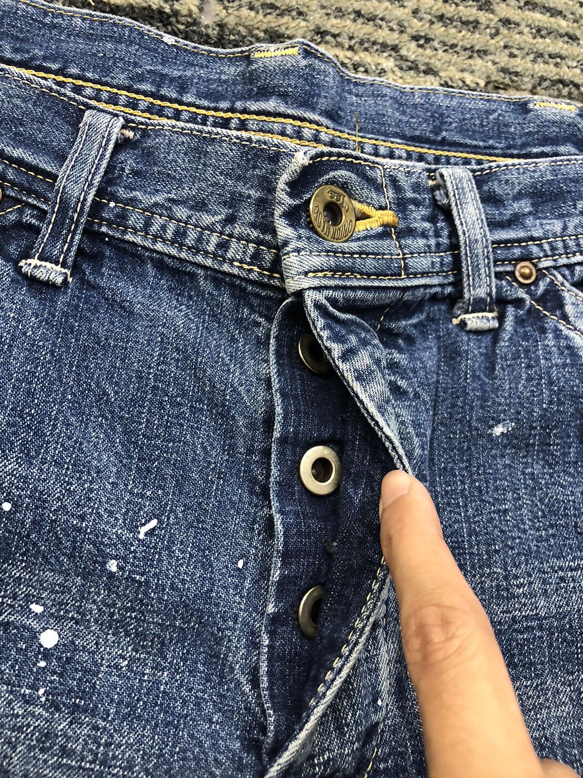 Lee Vintage Lee Paint Splatter Carpenter Faded Blue Jeans Size US 32 / EU 48 - 7 Thumbnail