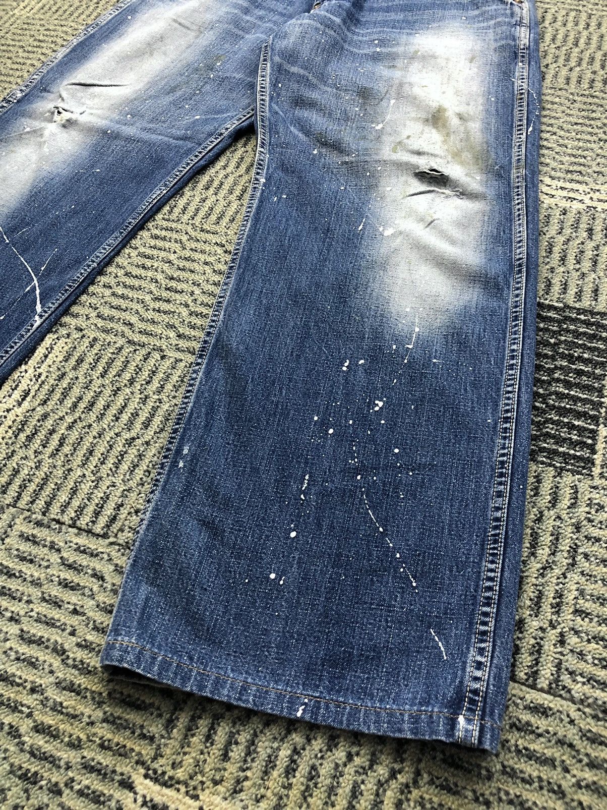 Lee Vintage Lee Paint Splatter Carpenter Faded Blue Jeans Size US 32 / EU 48 - 5 Thumbnail
