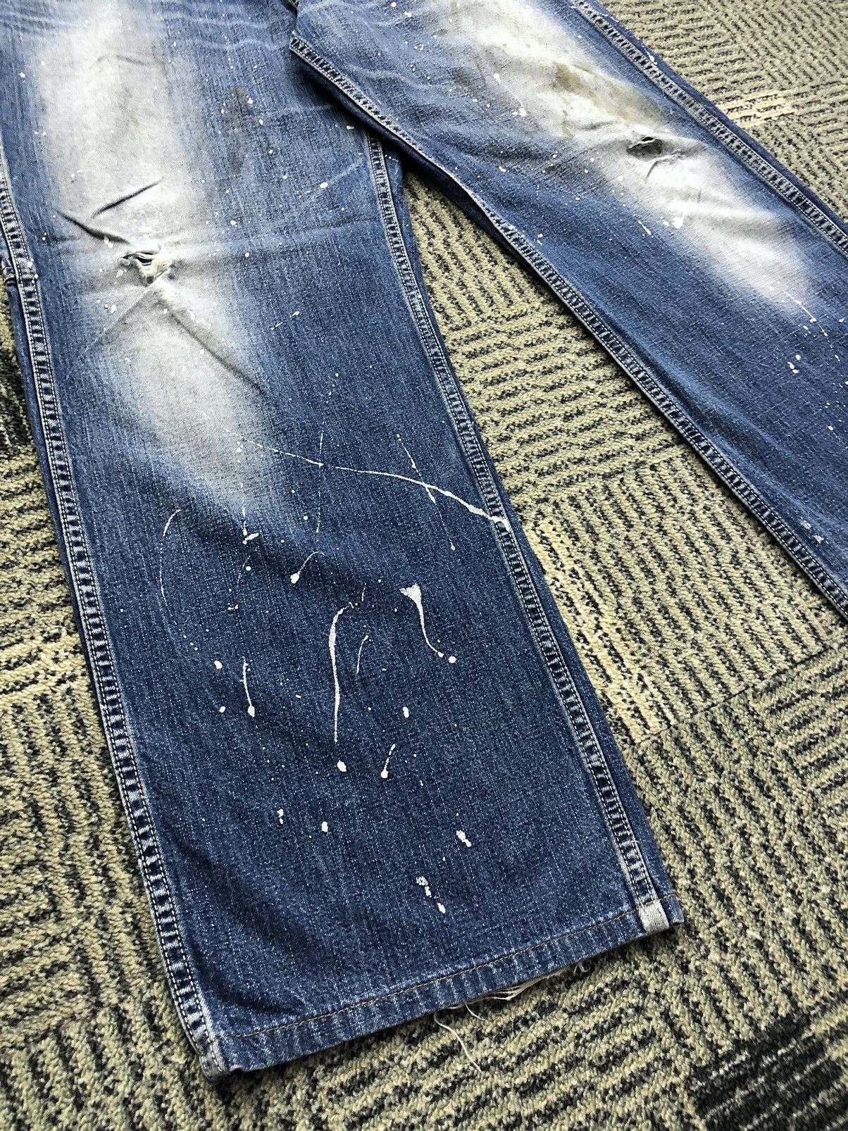 Lee Vintage Lee Paint Splatter Carpenter Faded Blue Jeans Size US 32 / EU 48 - 4 Thumbnail