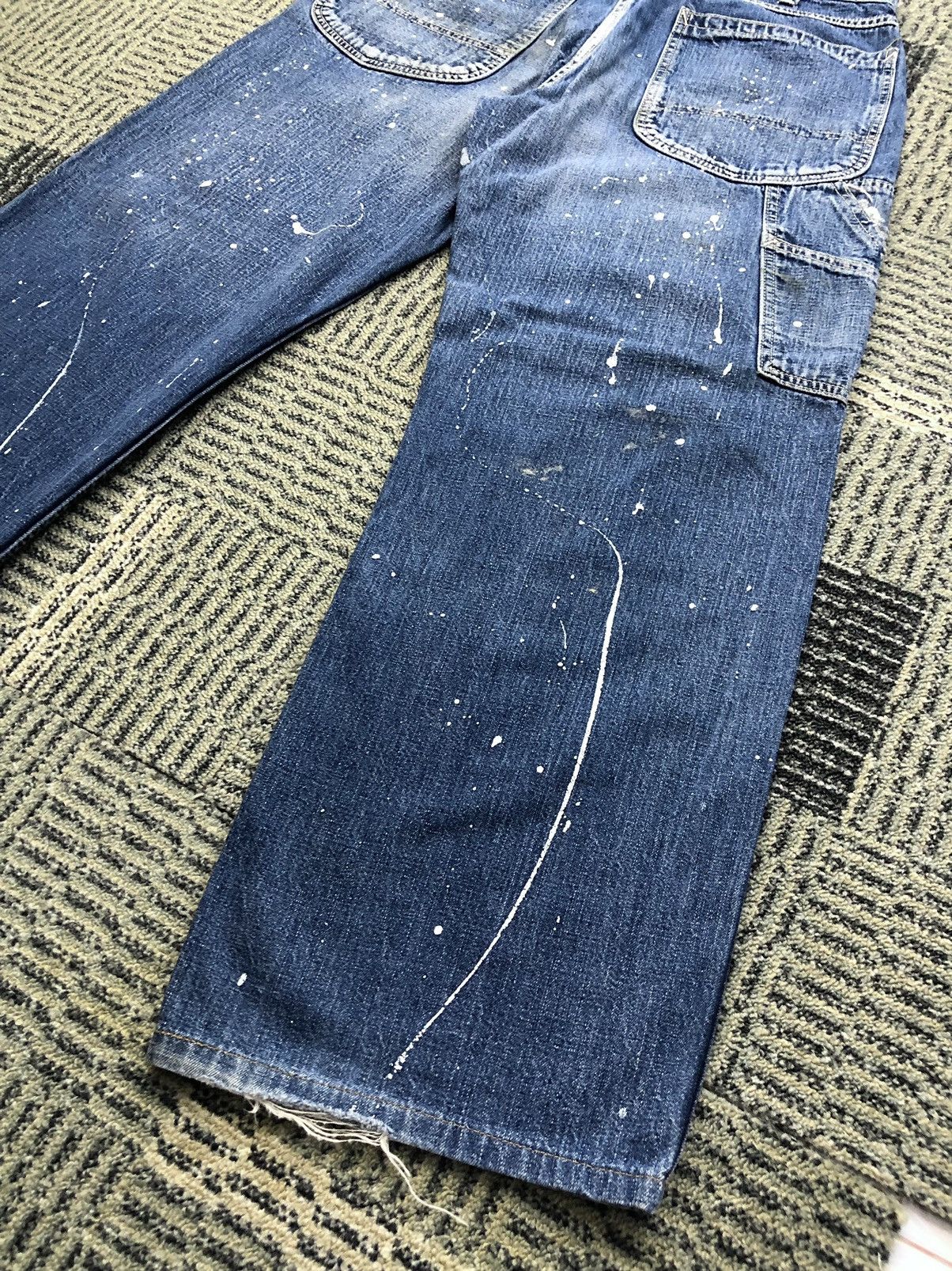 Lee Vintage Lee Paint Splatter Carpenter Faded Blue Jeans Size US 32 / EU 48 - 12 Thumbnail