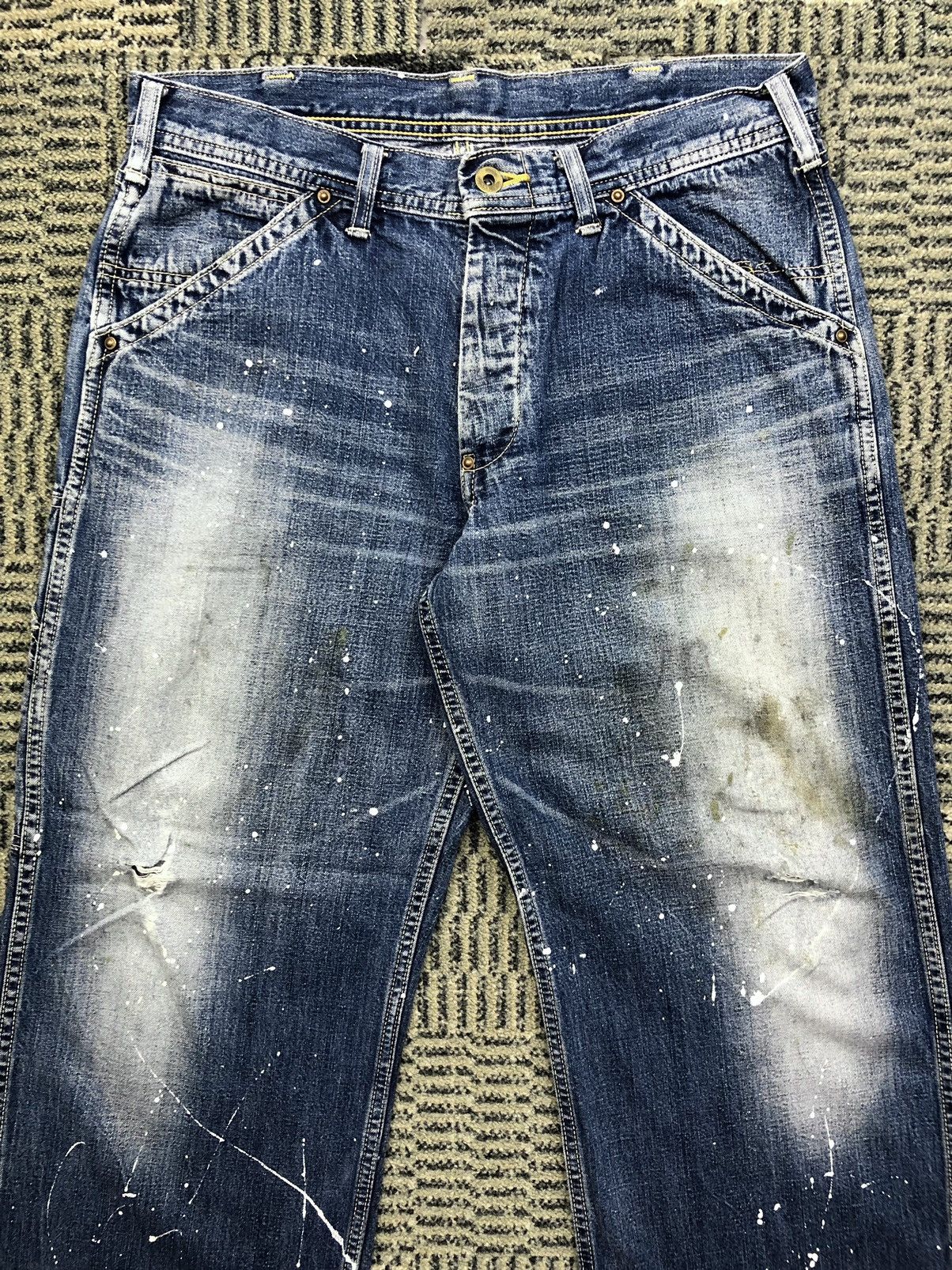 Lee Vintage Lee Paint Splatter Carpenter Faded Blue Jeans Size US 32 / EU 48 - 3 Thumbnail
