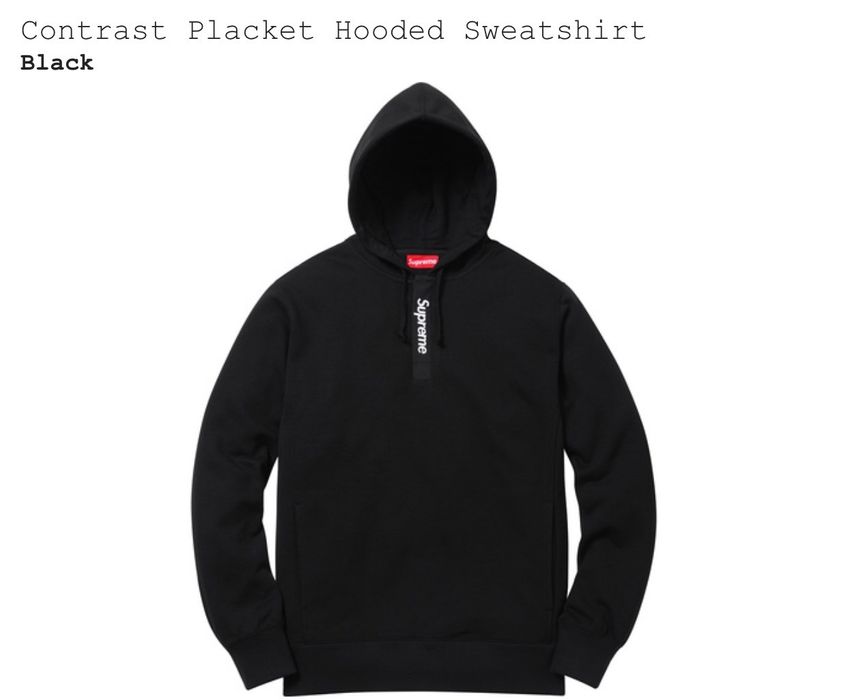 Supreme Contrast placket hooded sweatshirt | Grailed