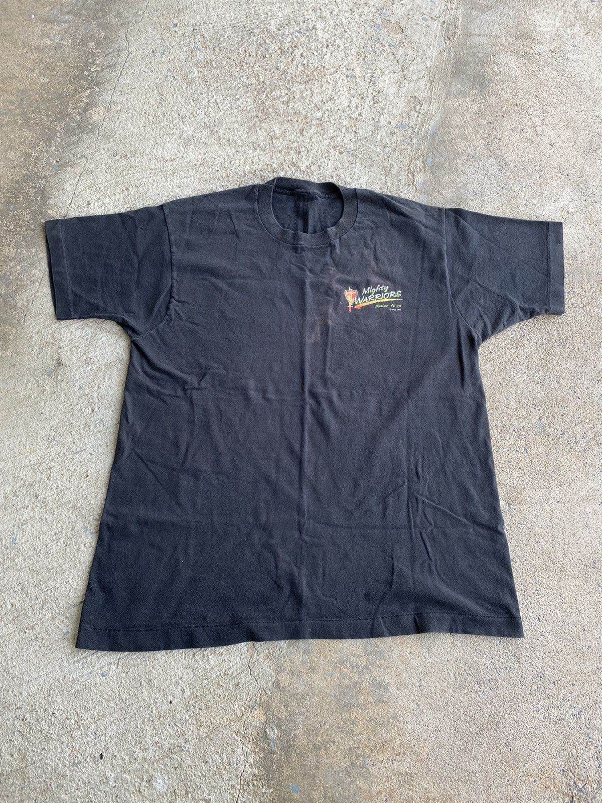 Vintage Vintage 90’s Jesus Mighty Warrior Faded Black Shirt Size US XL / EU 56 / 4 - 5 Thumbnail