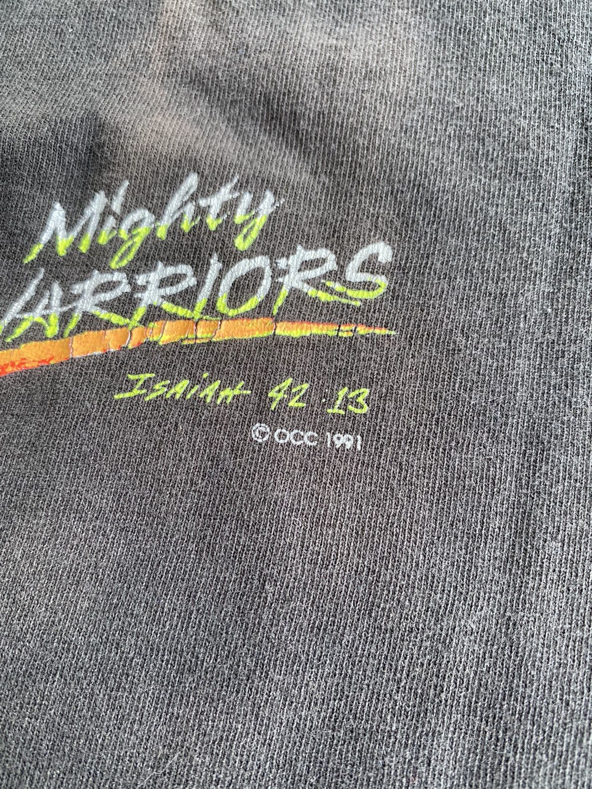 Vintage Vintage 90’s Jesus Mighty Warrior Faded Black Shirt Size US XL / EU 56 / 4 - 7 Thumbnail