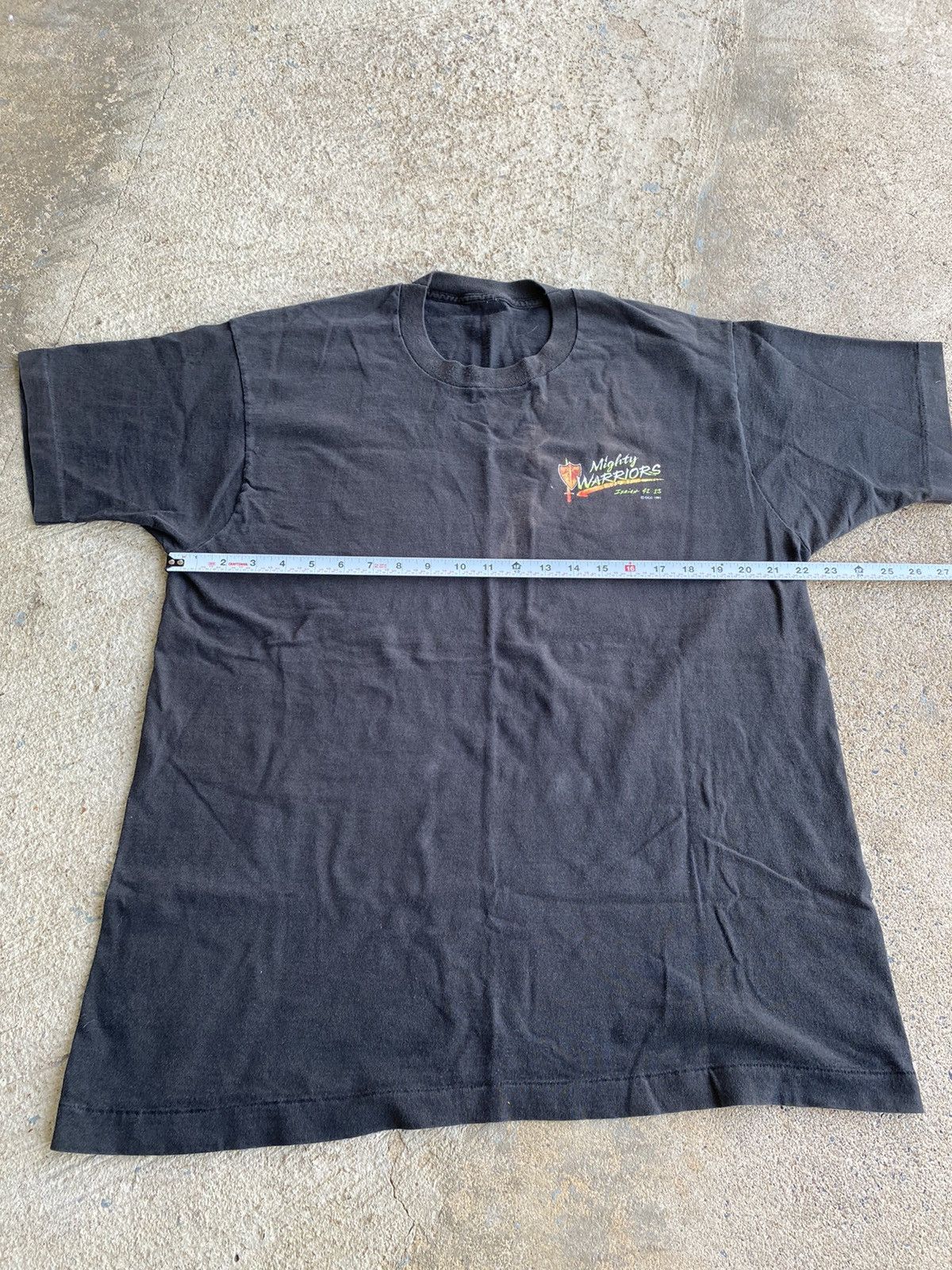Vintage Vintage 90’s Jesus Mighty Warrior Faded Black Shirt Size US XL / EU 56 / 4 - 11 Thumbnail