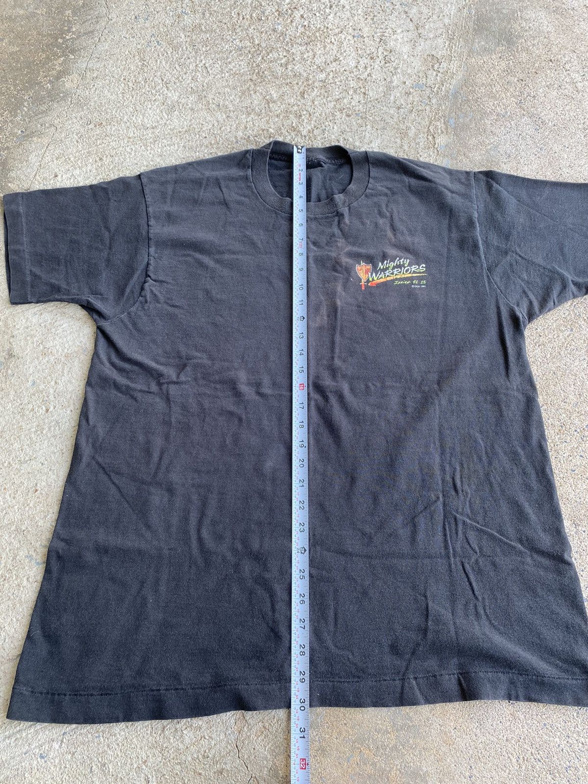 Vintage Vintage 90’s Jesus Mighty Warrior Faded Black Shirt Size US XL / EU 56 / 4 - 10 Thumbnail