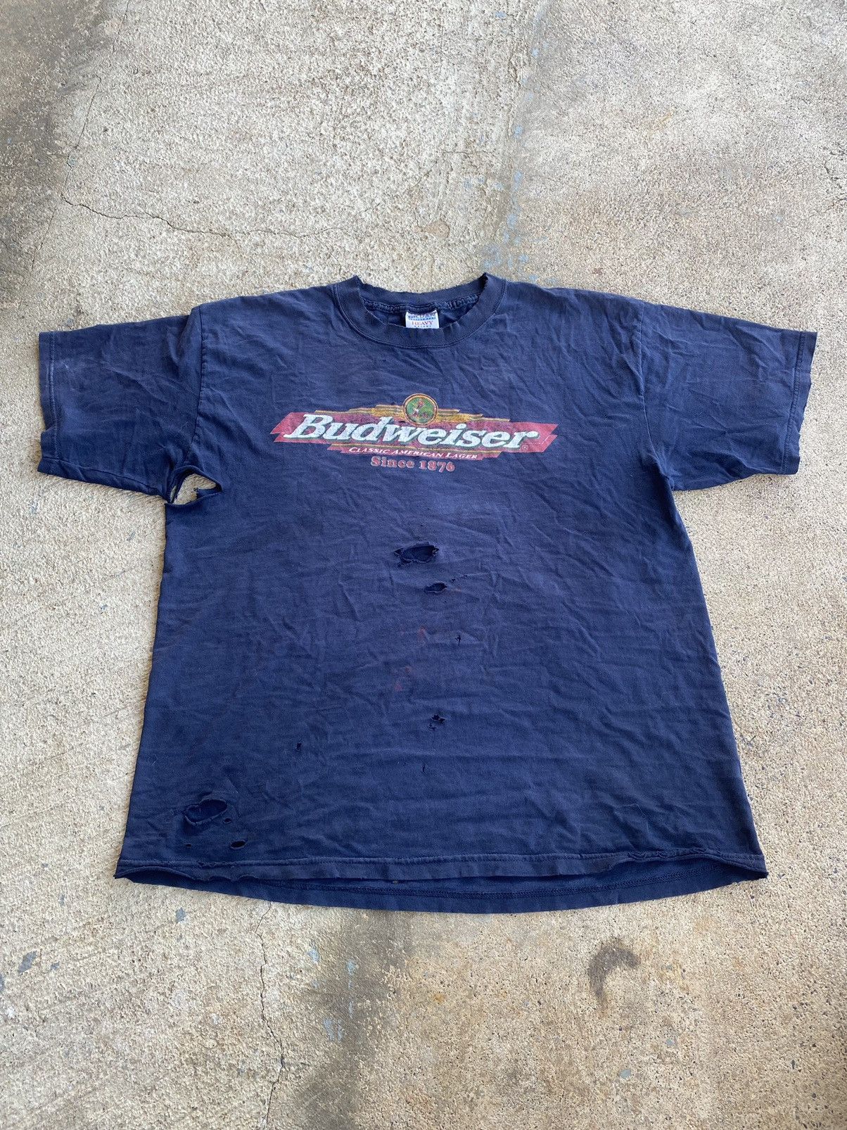Budweiser × Vintage Vintage 90’s Budweiser Frog Distressed Thrashed Shirt Size US XL / EU 56 / 4 - 5 Thumbnail