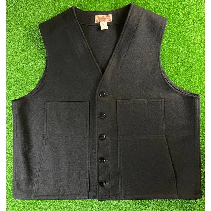 Vintage Vintage 80s Filson Heavy Virgin Wool XL Jet Black Vest Grailed