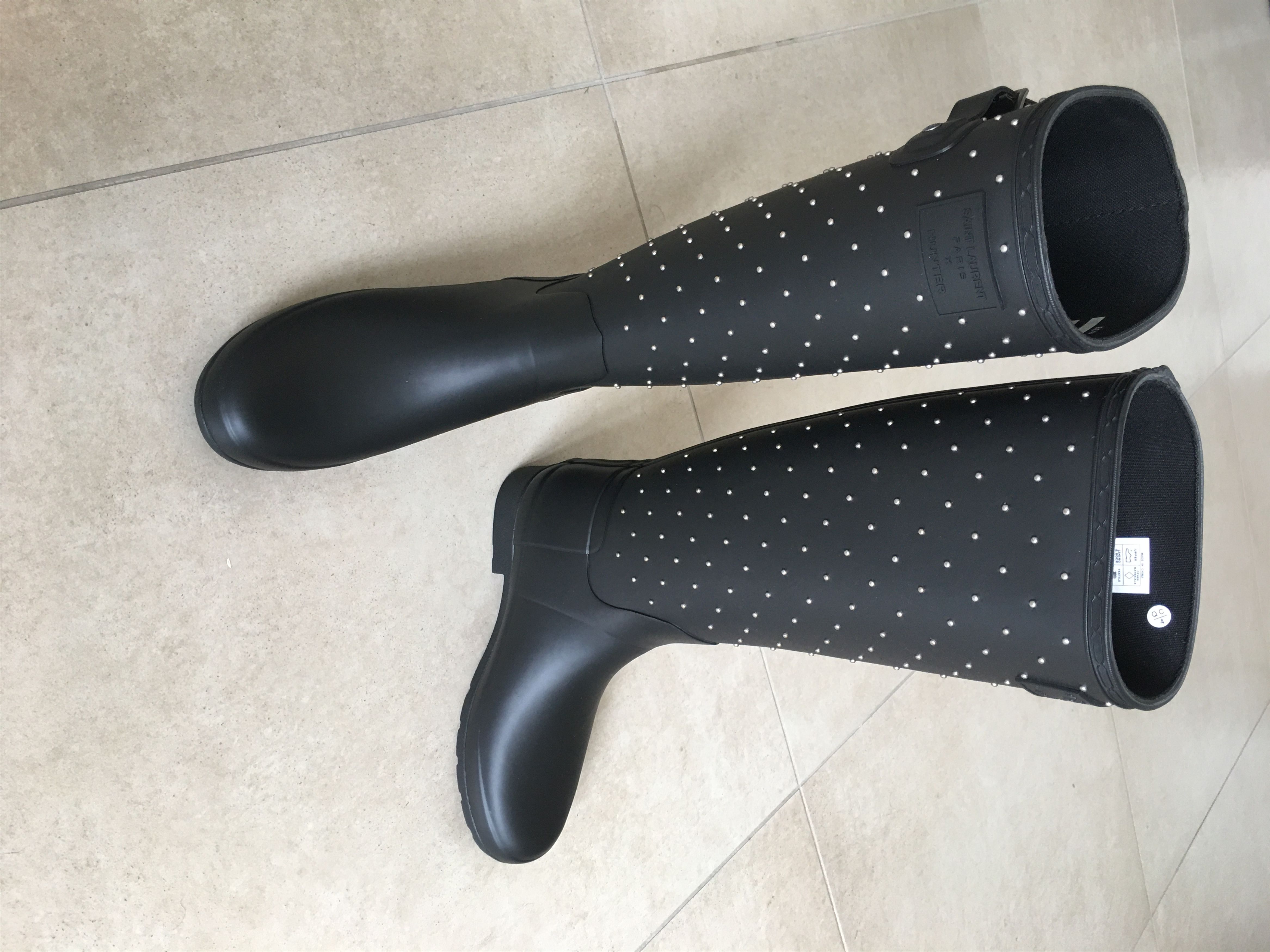 image of Hunter x Saint Laurent Paris Rain Boots in Black, Women's (Size 8)