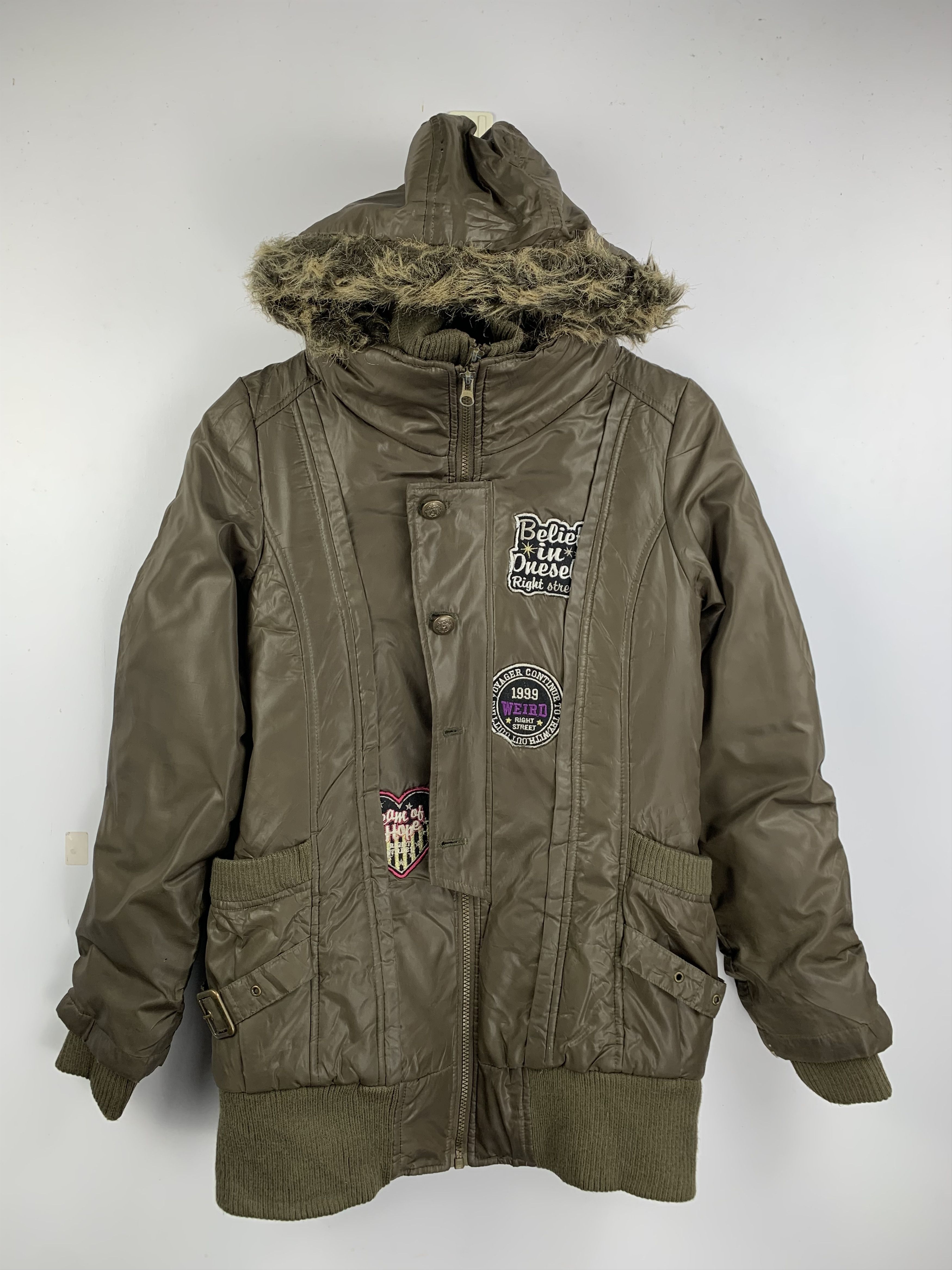 Vintage Vintage JULIA Nylon Faux Fur Hooded Bomber Jacket Size US S / EU 44-46 / 1 - 1 Thumbnail