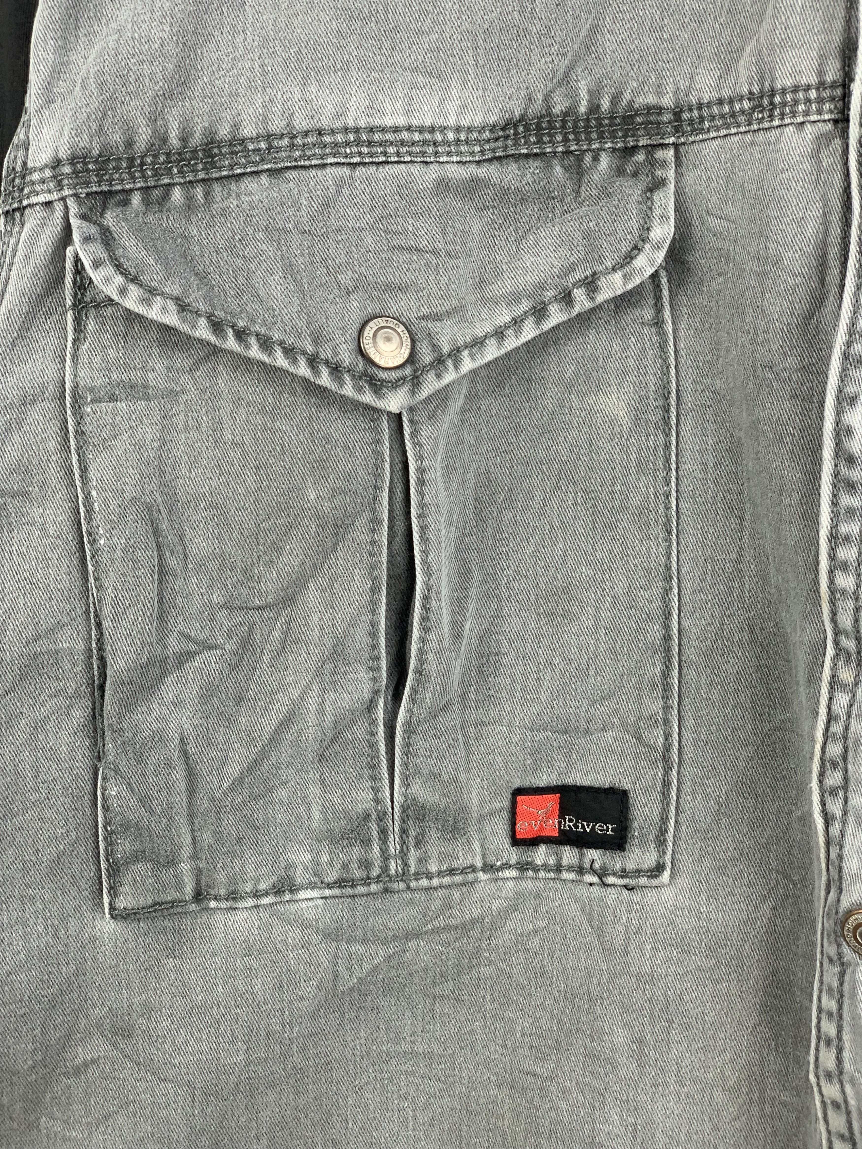 Japanese Brand Vintage Even River Long Sleeve Button Up Denim Shirts Size US L / EU 52-54 / 3 - 7 Thumbnail
